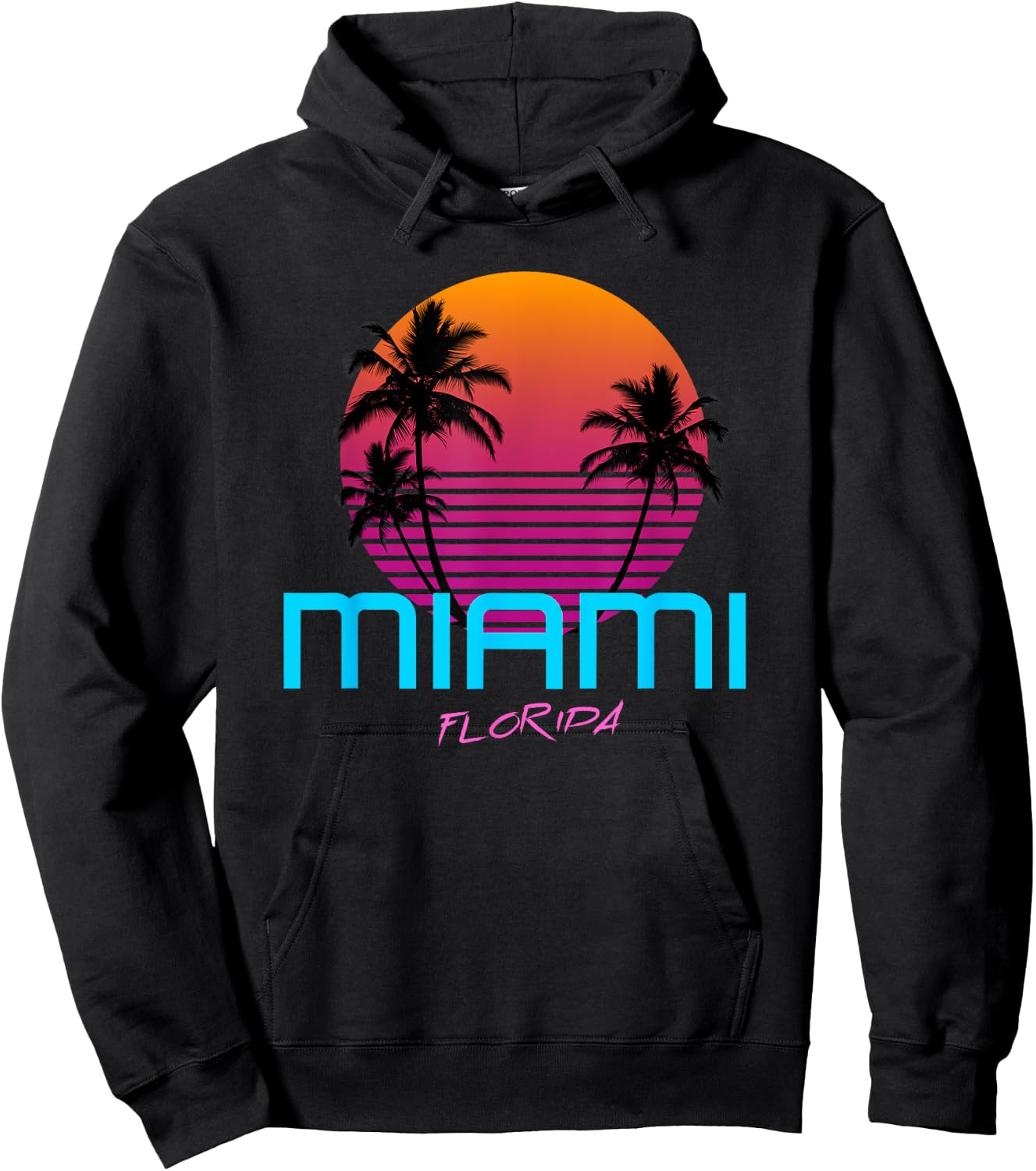 Miami Florida Retro 80s Hoodie - Hoodie | Black