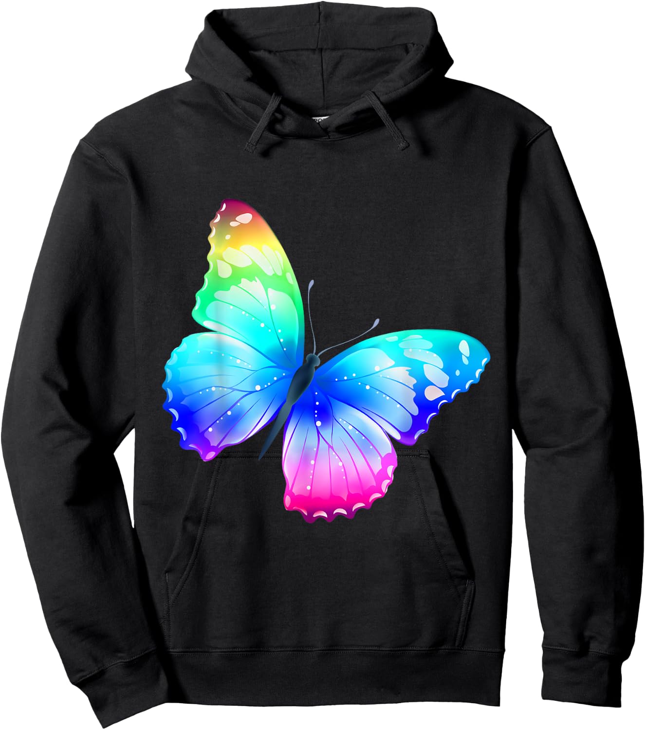 Monarch Butterfly Rainbow Cute Pastel Festival Colorful Hoodie - Hoodie | Black