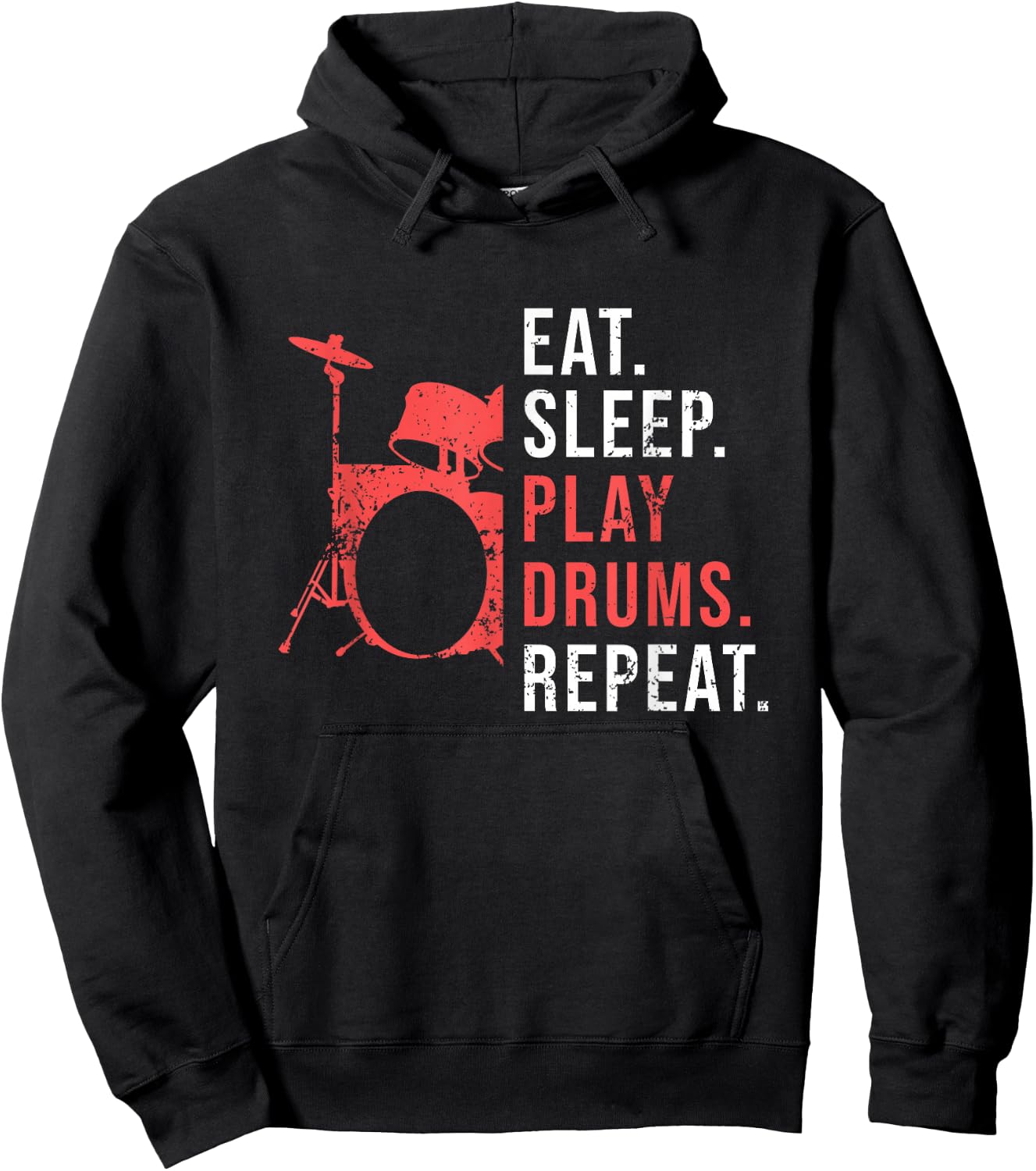 Cool Drum Kit Silhouette Percussion Vintage Drummer Hoodie - Hoodie | Black