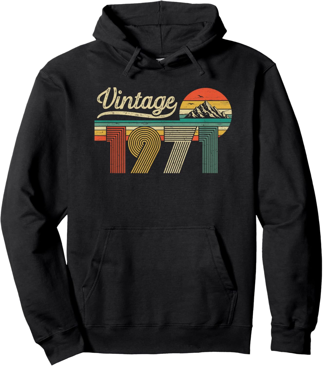 55th Birthday Man Woman - Vintage Born in 1971 Classic Retro Hoodie - Hoodie | Black