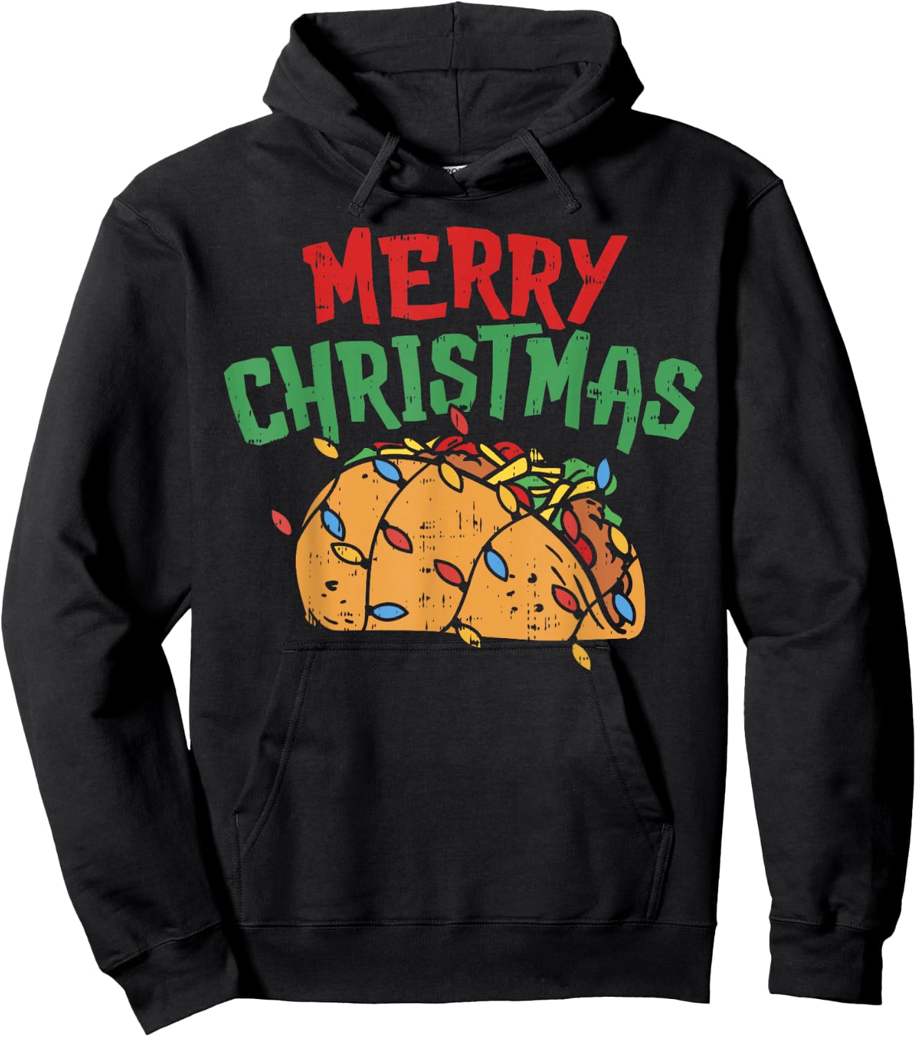 Merry Christmas Taco Shirt Mexican Lover Foodie GIft Hoodie - Hoodie | Black