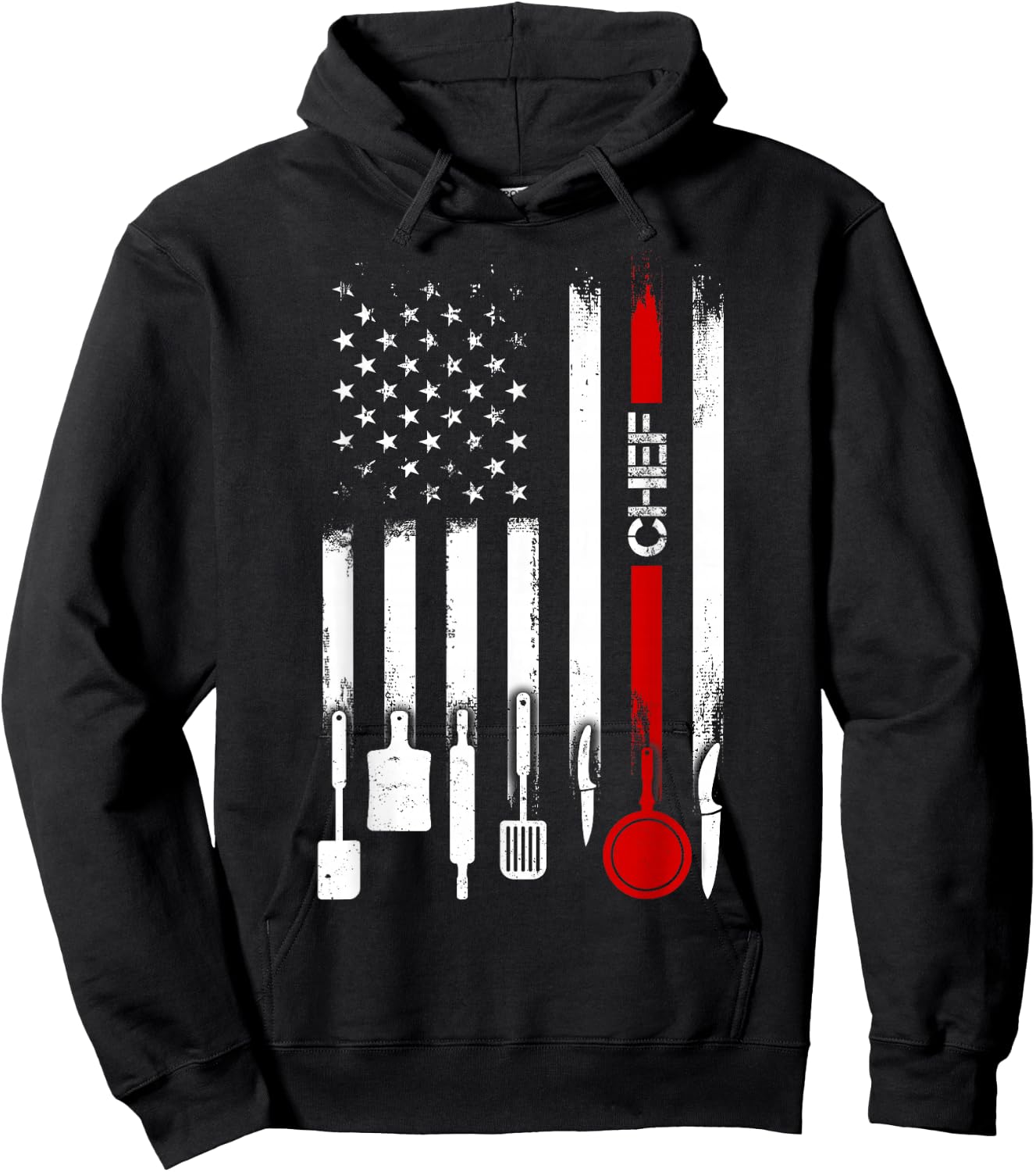American Flag with Chef men father Hoodie - Hoodie | Black