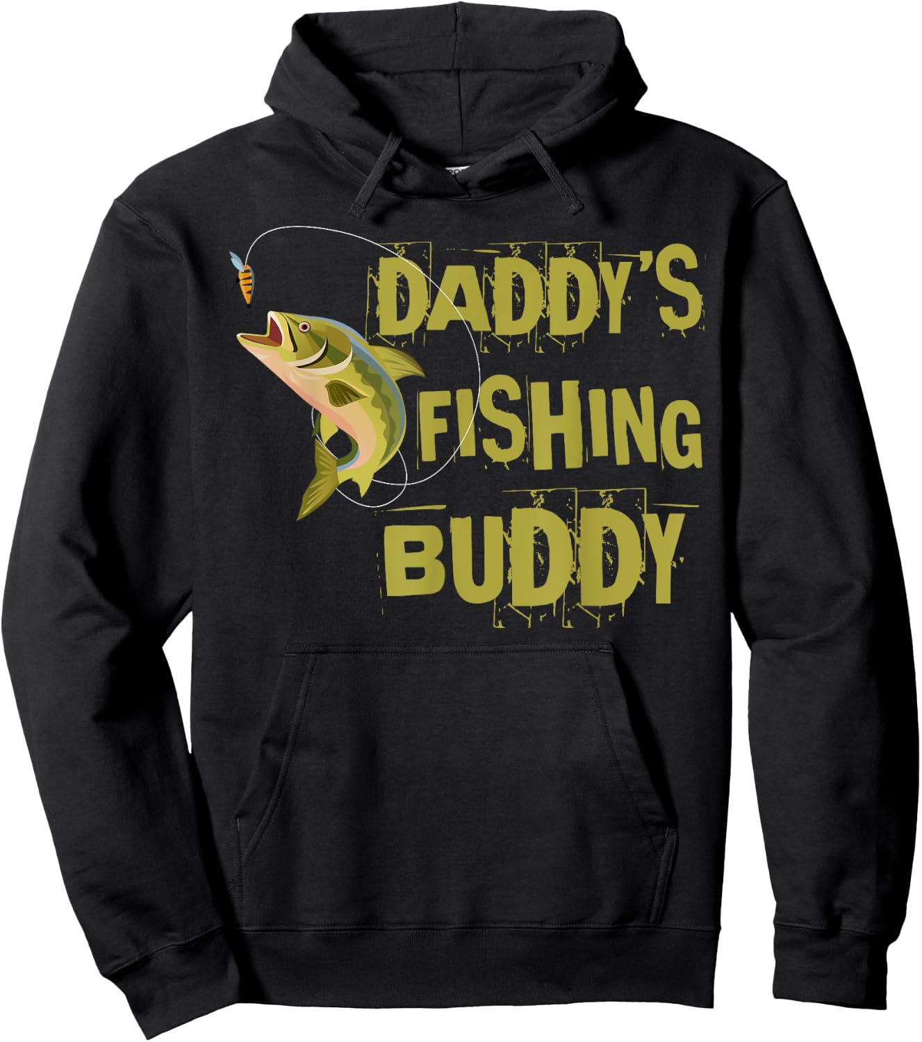 Daddy's Fishing Buddy Shirt Funny Fisherman Boys Girls Kids Hoodie - Hoodie | Black