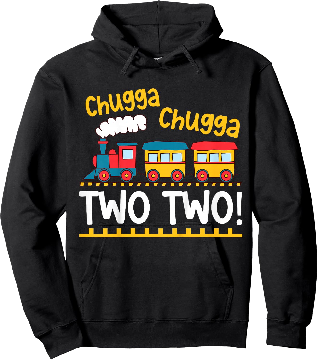 Kids 2nd Birthday Boy Train Chugga Chugga Two Two Toddler Hoodie - Hoodie | Black