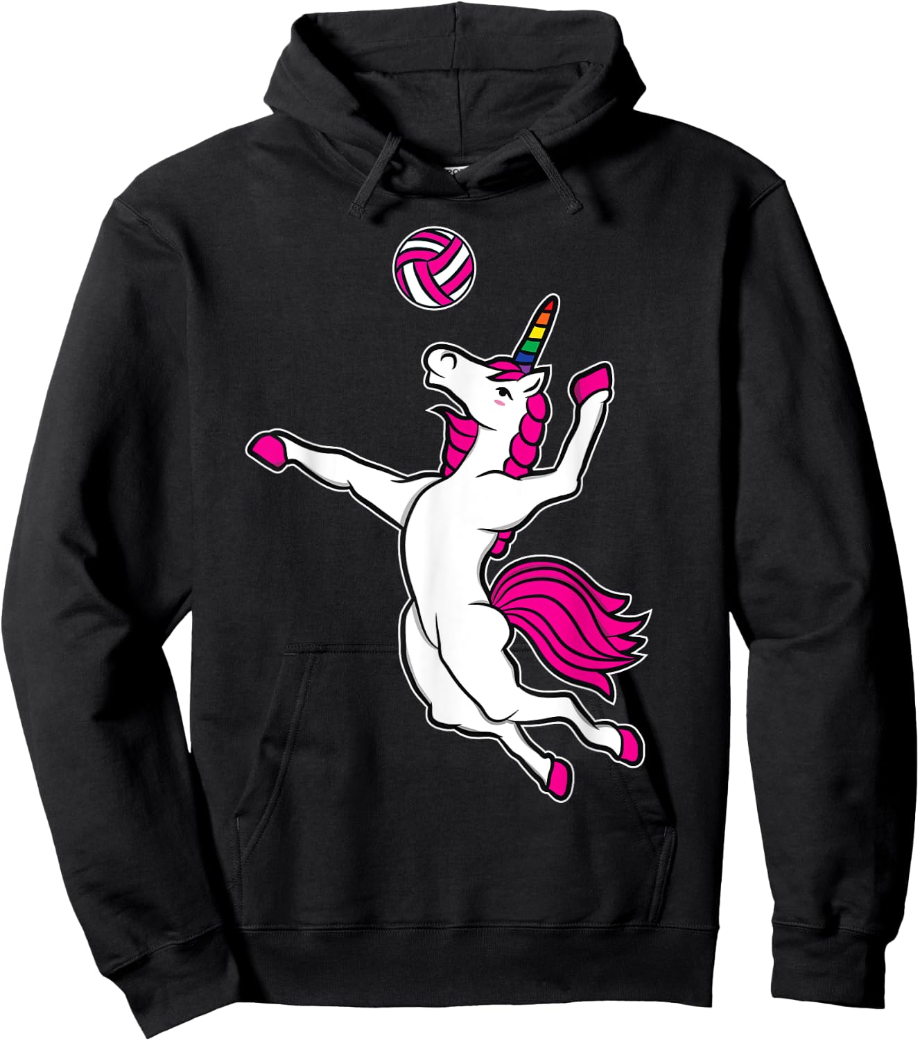 Funny Volleyball Unicorn For Volleyball Girls Hoodie - Hoodie | Black