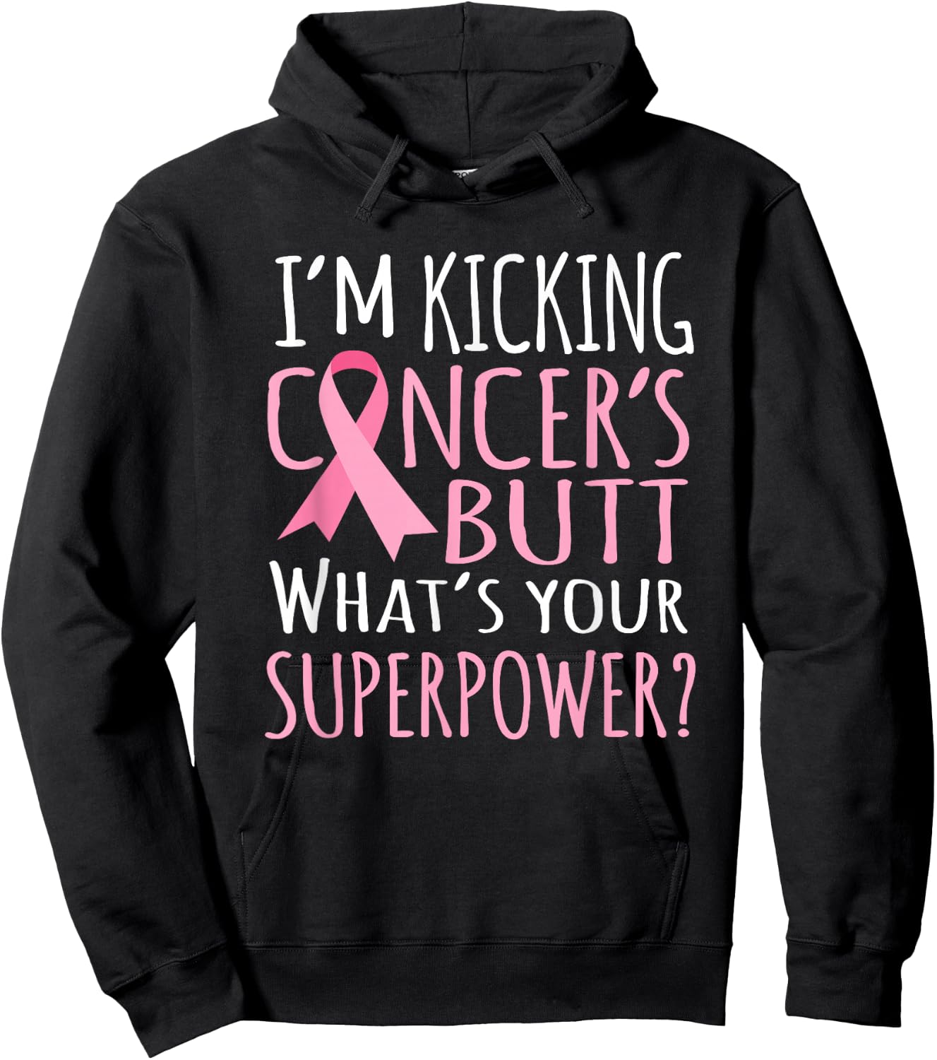 Kicking Cancers Butt t shirt - Breast Cancer Gifts Women Hoodie - Hoodie | Black