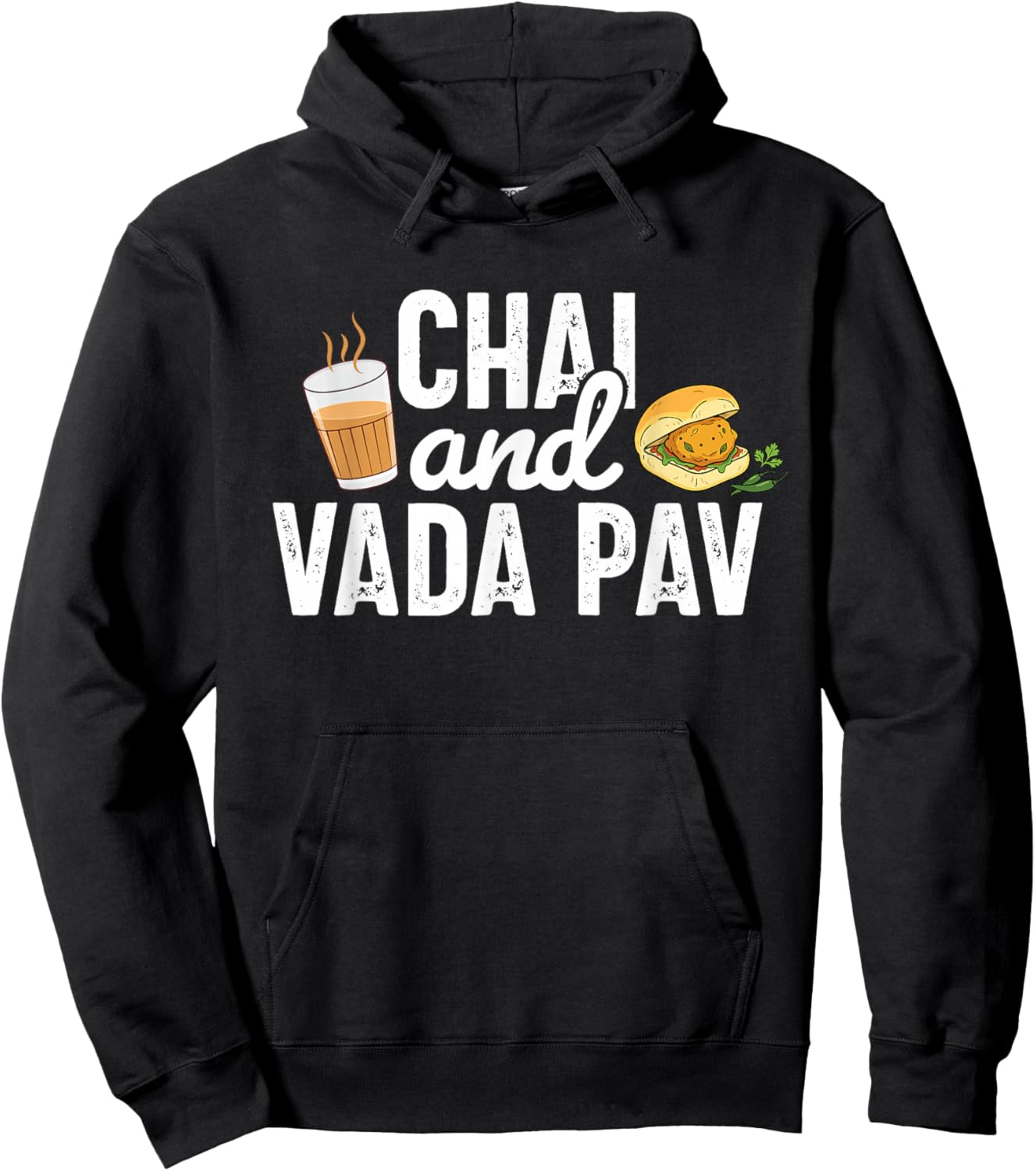 Desi Punjabi Sikh Funny Indian Chai and Vada Pav Street Food Hoodie - Hoodie | Black