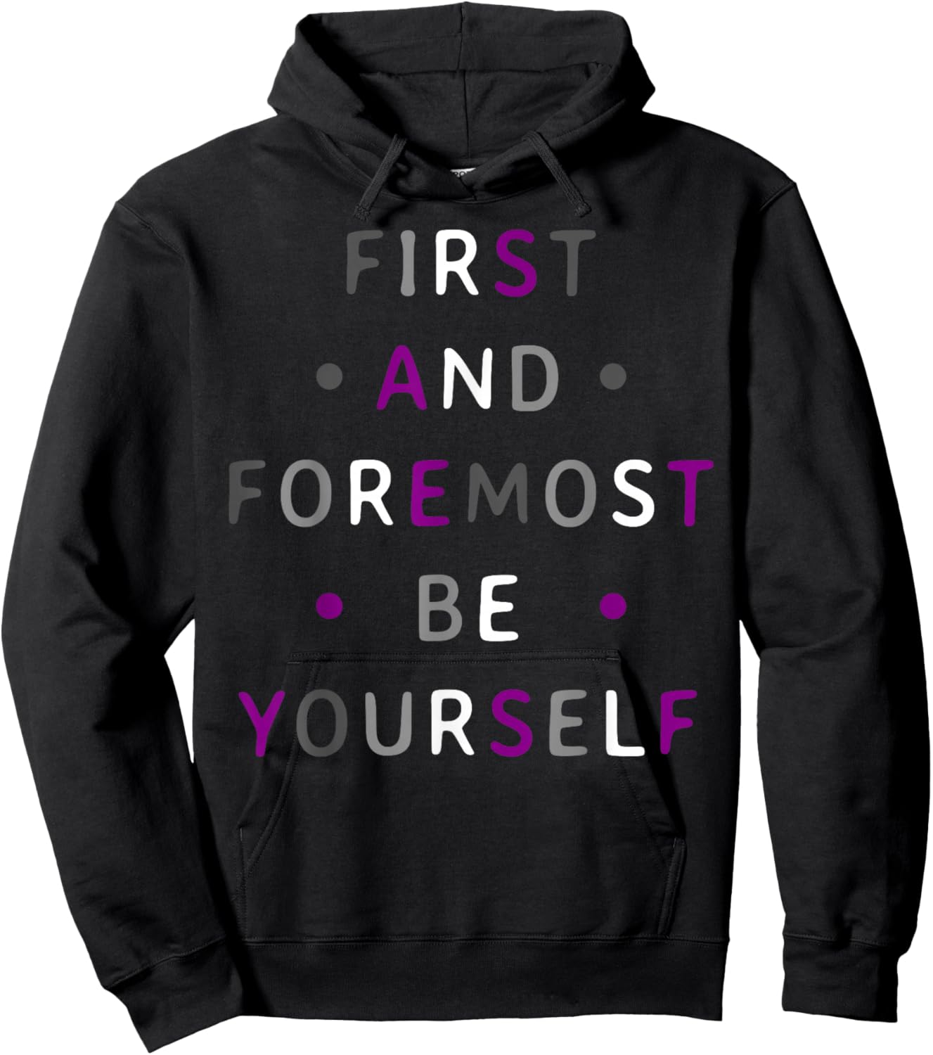 Asexual Pride Graphic with Empowering Quote and Ace Colors Hoodie - Hoodie | Black