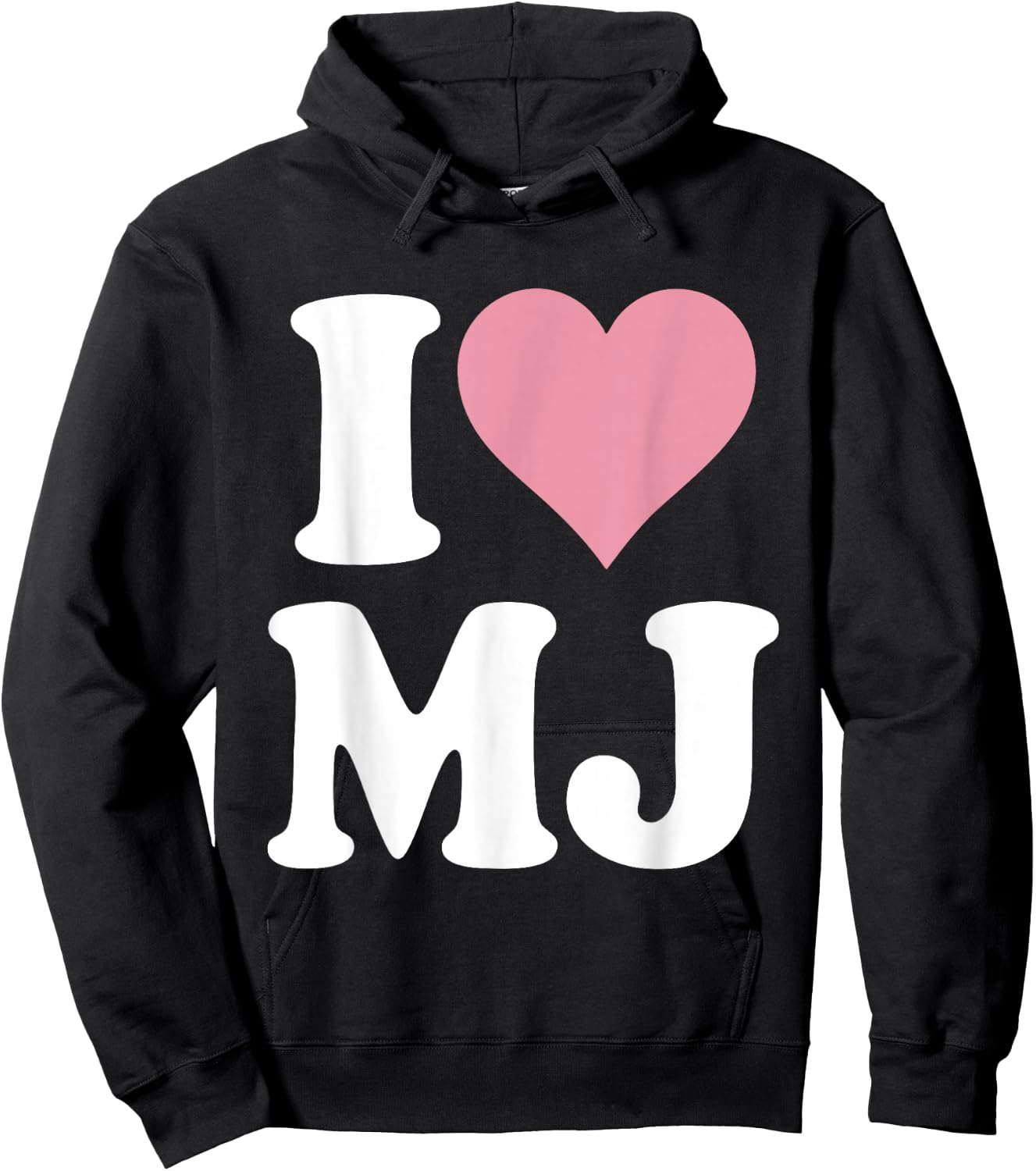 I Love MJ Fan Merch Pink Heart Initials Design M.J. Hoodie - Hoodie | Black
