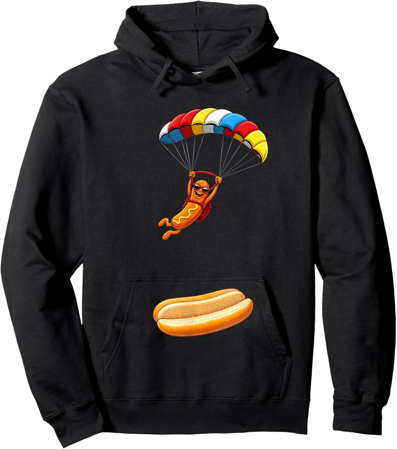 Funny Hot Dog Skydiving Parachute Hotdog Men Women Hoodie - Hoodie | Black
