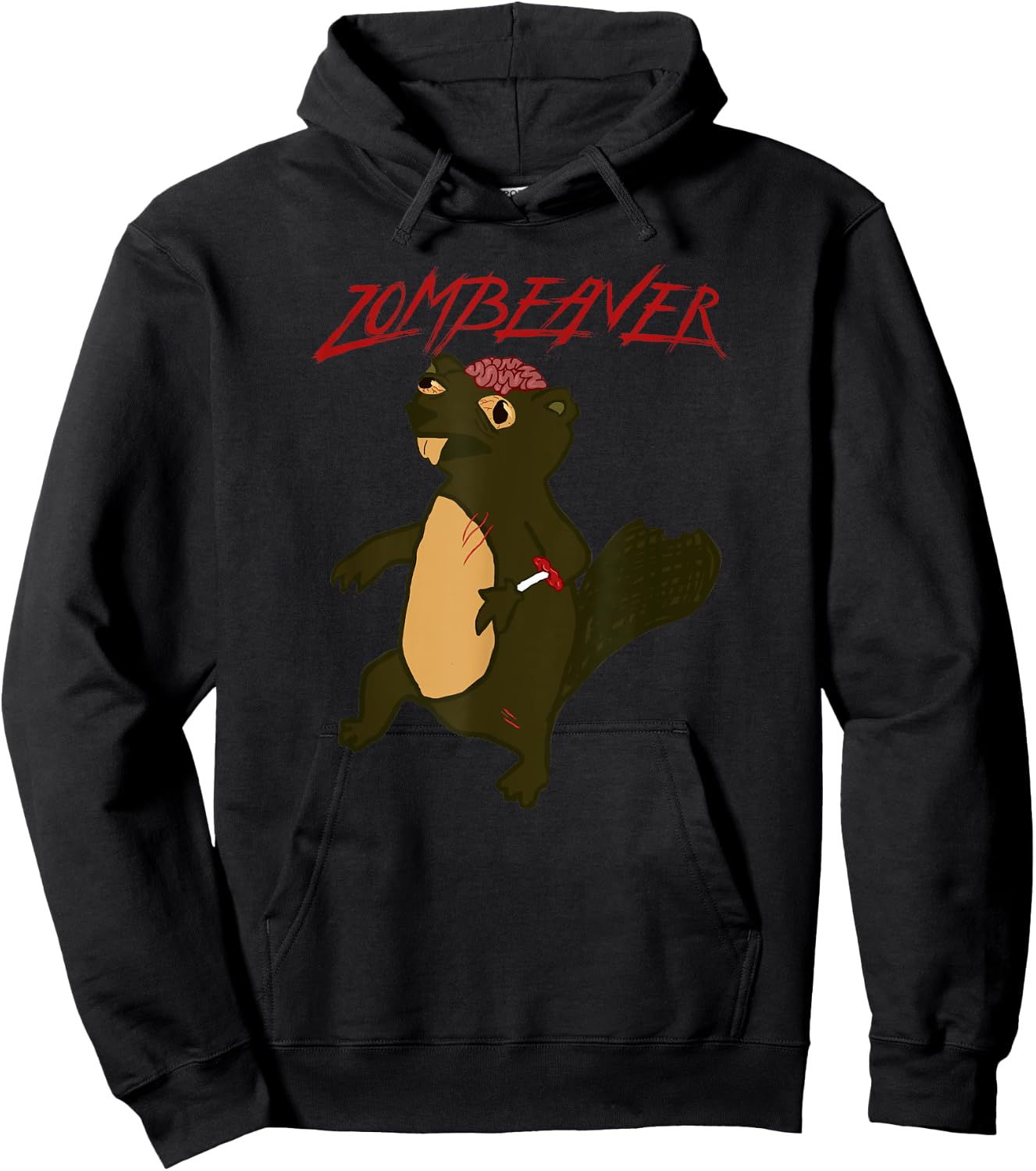 Zombeavers Shirt Funny Zombie Beaver Joke Spooky Zombeaver Hoodie - Hoodie | Black