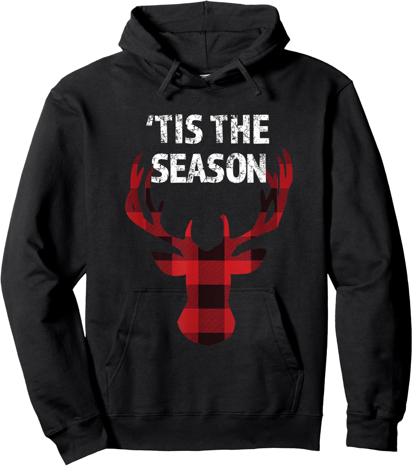 'Tis the Season funny Christmas Buck Deer Men's Hoodie - Hoodie | Black