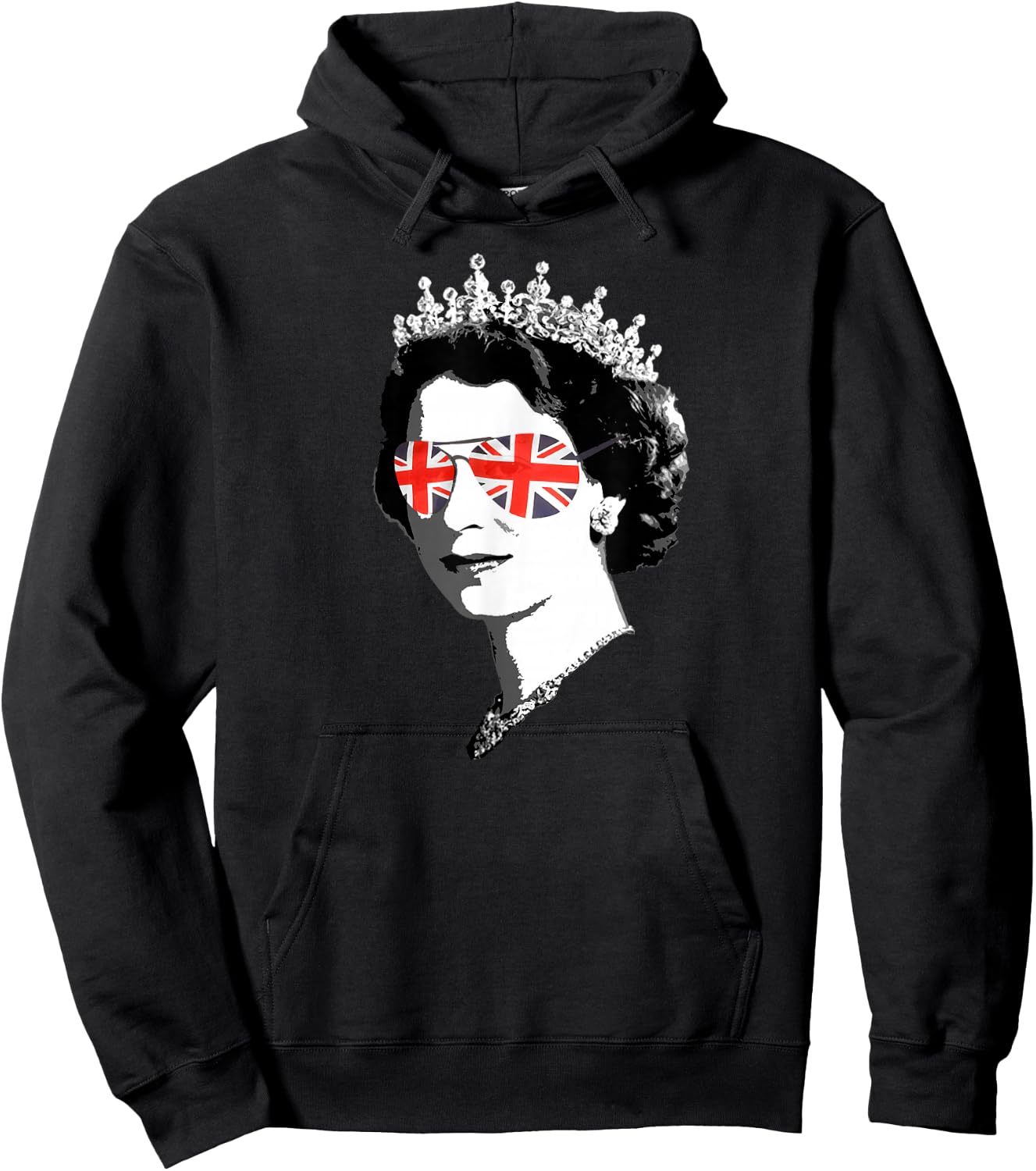 Queen Elizabeth II Sunglasses British Crown Union Jack Hoodie - Hoodie | Black