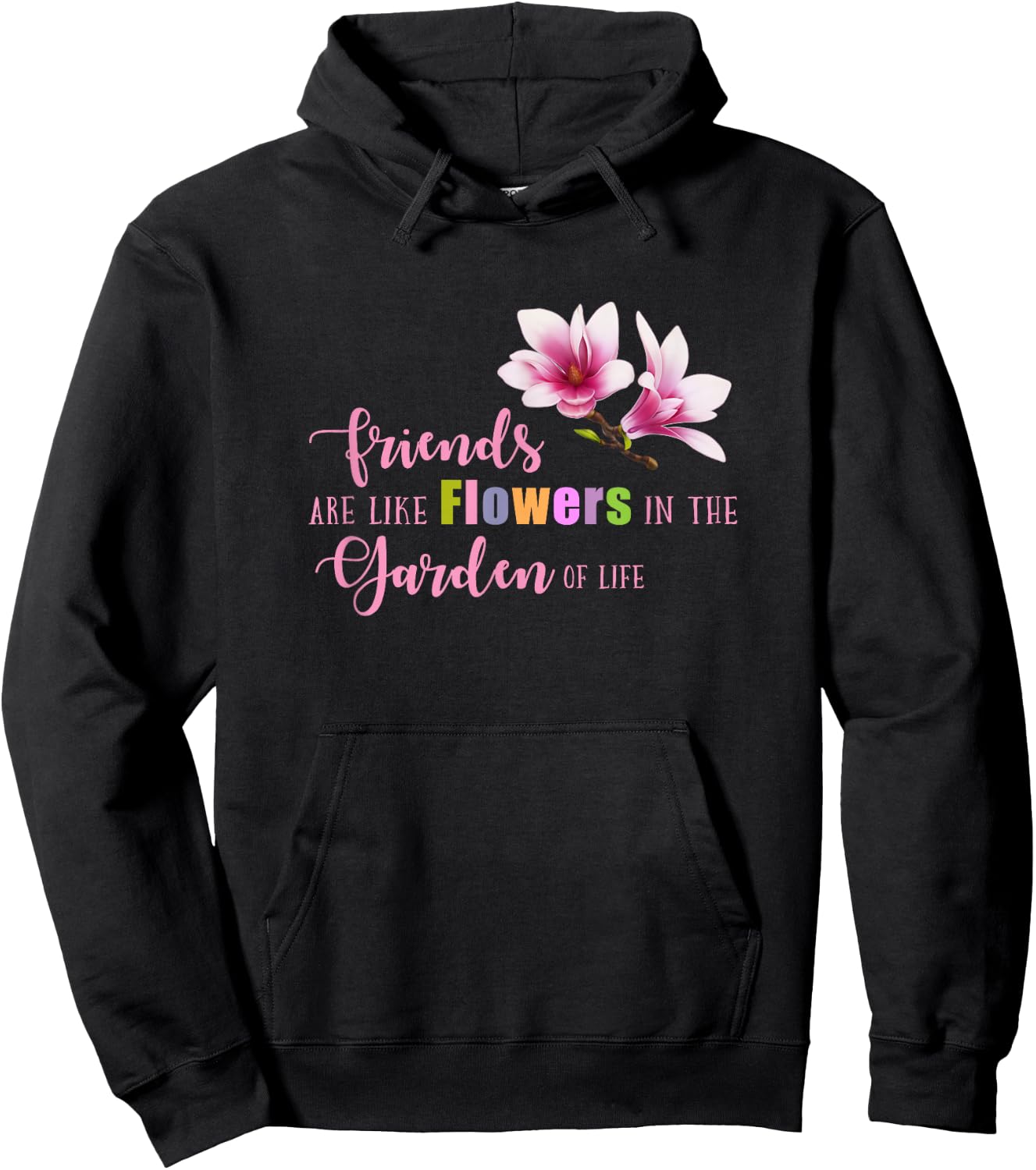 Women T Shirt Cute Best Friend Friendship Flower Girls Hoodie - Hoodie | Black