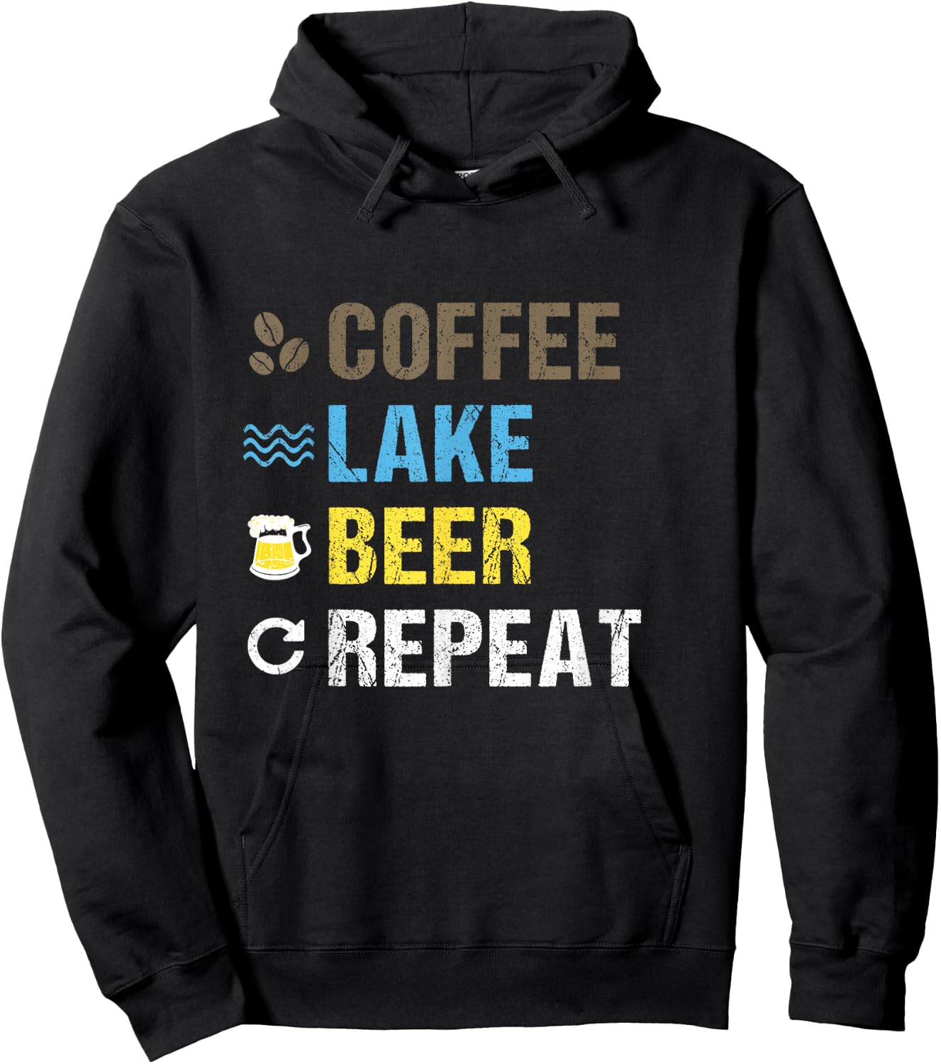Coffee Lake Beer Repeat | Lakefront Living Art Shirt Gift Hoodie - Hoodie | Black