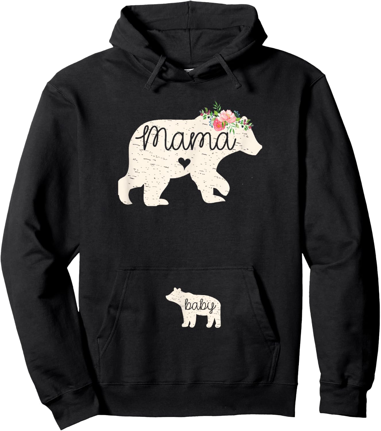 Mama & Baby Bear Cute Pregnancy Announcement Mom To Be Gift Hoodie - Hoodie | Black