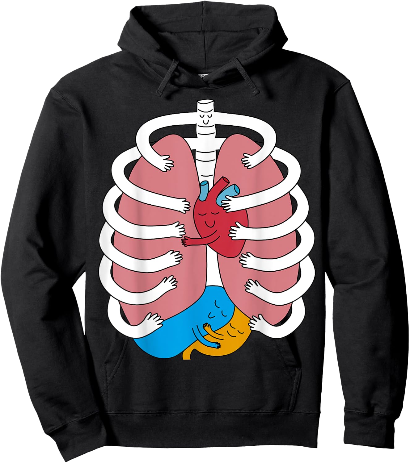 Hugging Anatomy Costume Funny Skeleton Organ Hug Hoodie - Hoodie | Black