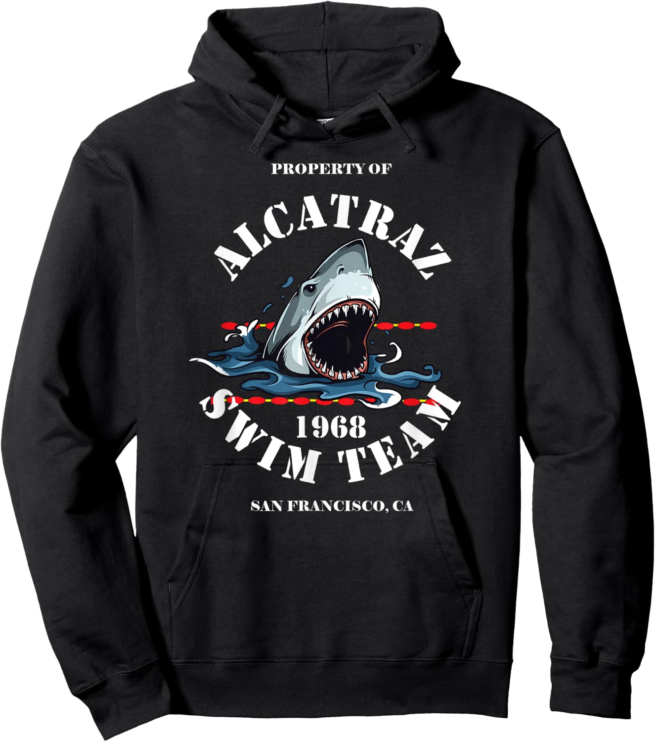Alcatraz Swim Team Vintage Club Tee1968 Great White Hoodie - Hoodie | Black