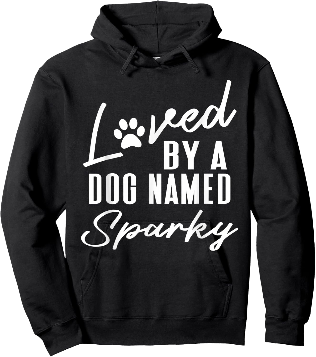 Personalized Dog Name Sparky Gift Pet Lover Paw Print Hoodie - Hoodie | Black