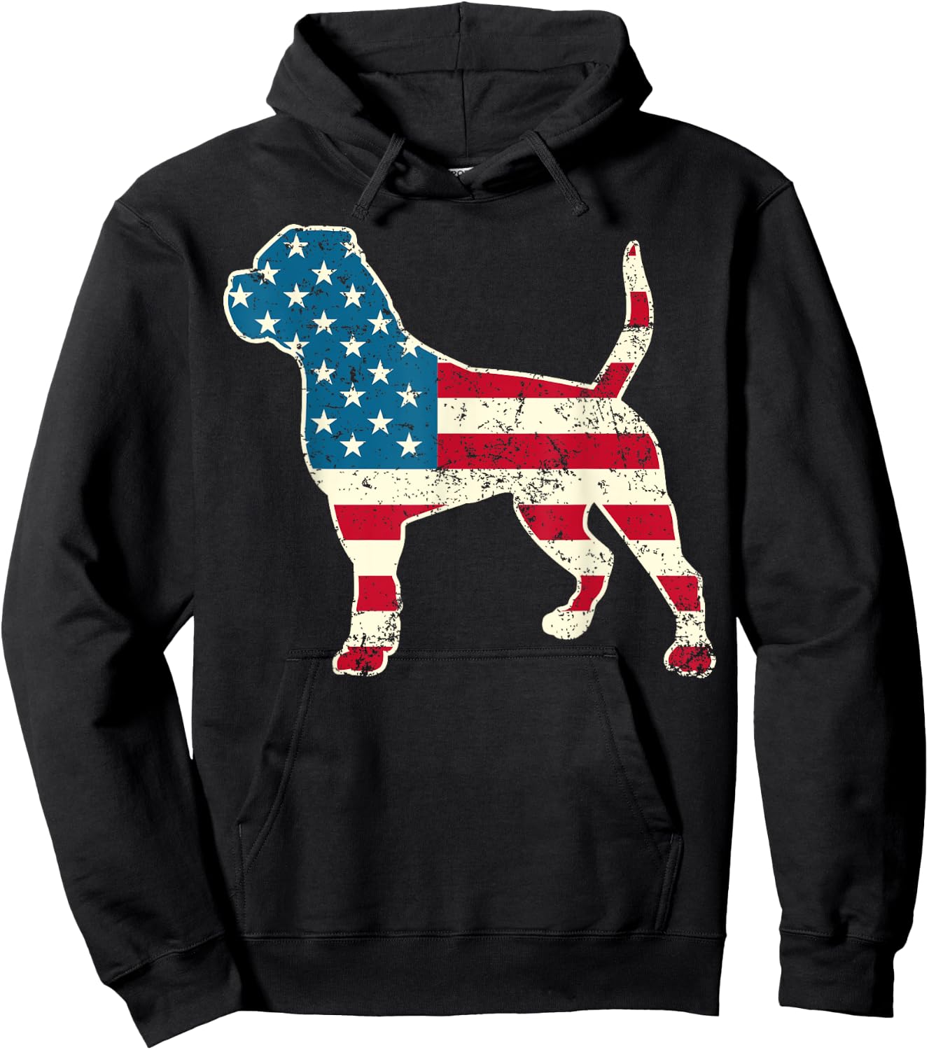American Bulldog 4th of July Dog Lover Men USA American Flag Hoodie - Hoodie | Black