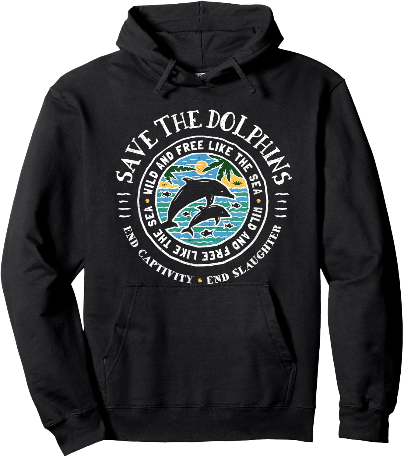 Save The Dolphins Conservation End Captivity Hoodie - Hoodie | Black