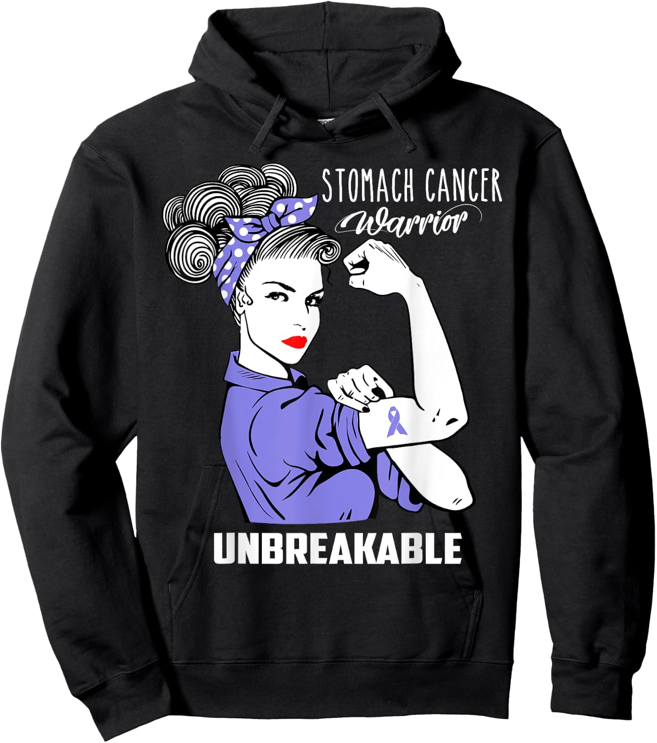 Stomach Cancer Awareness Stomach Cancer Warrior Unbreakable Hoodie - Hoodie | Black