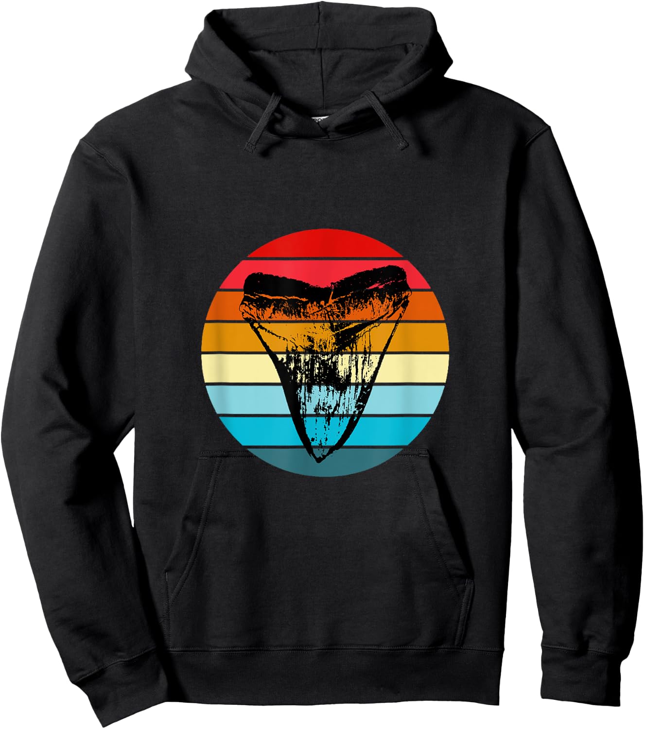 Fossil Megalodon Shark Tooth Retro Sunset Teeth Collector Hoodie - Hoodie | Black
