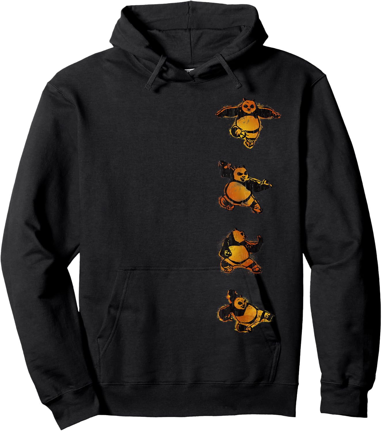 Kung Fu Panda Po Action Poses Orange Hue Left Chest Portrait Hoodie - Hoodie | Black