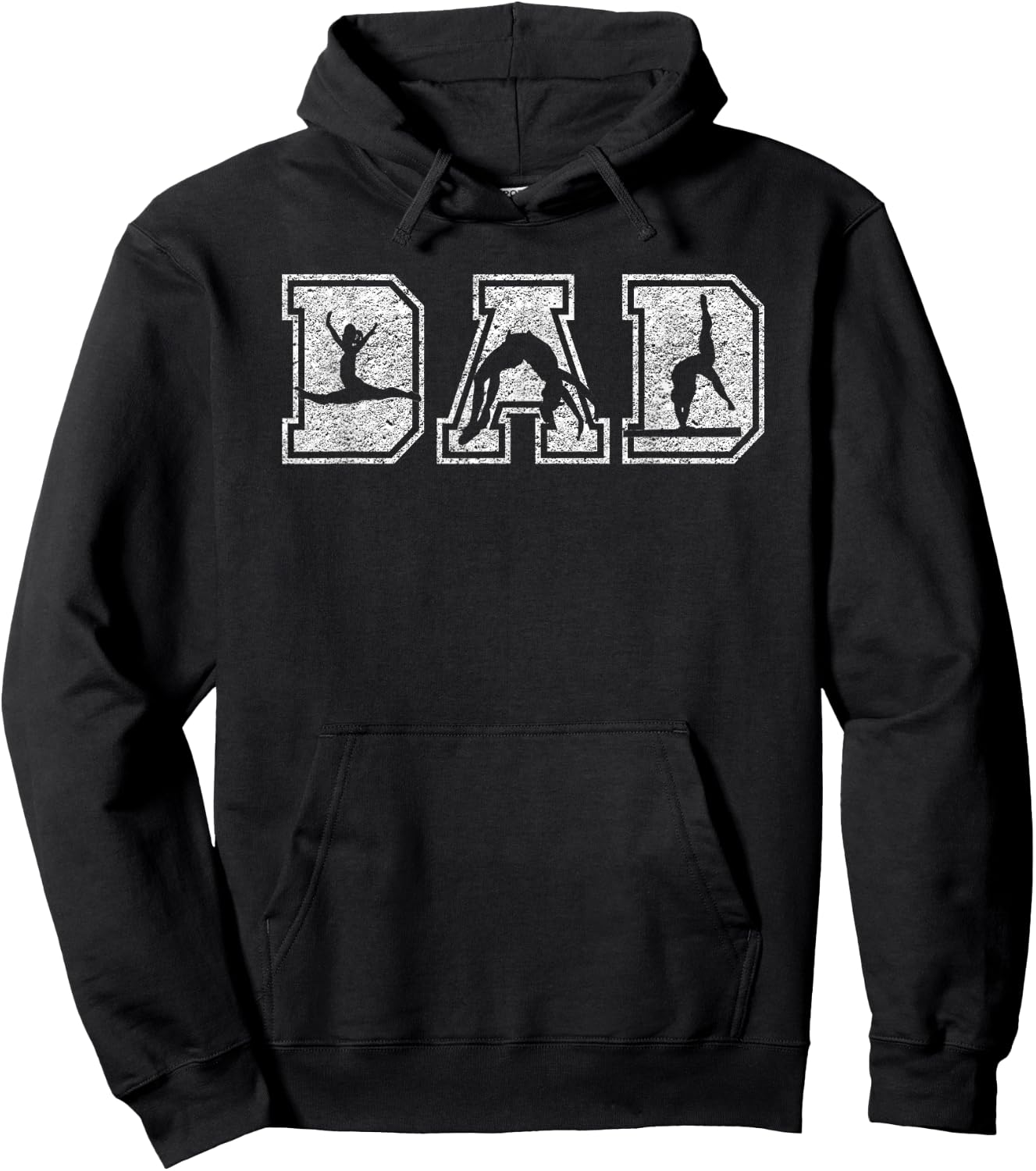 Gymnastics Dad Funny Fathers Day Distressed Hoodie - Hoodie | Black