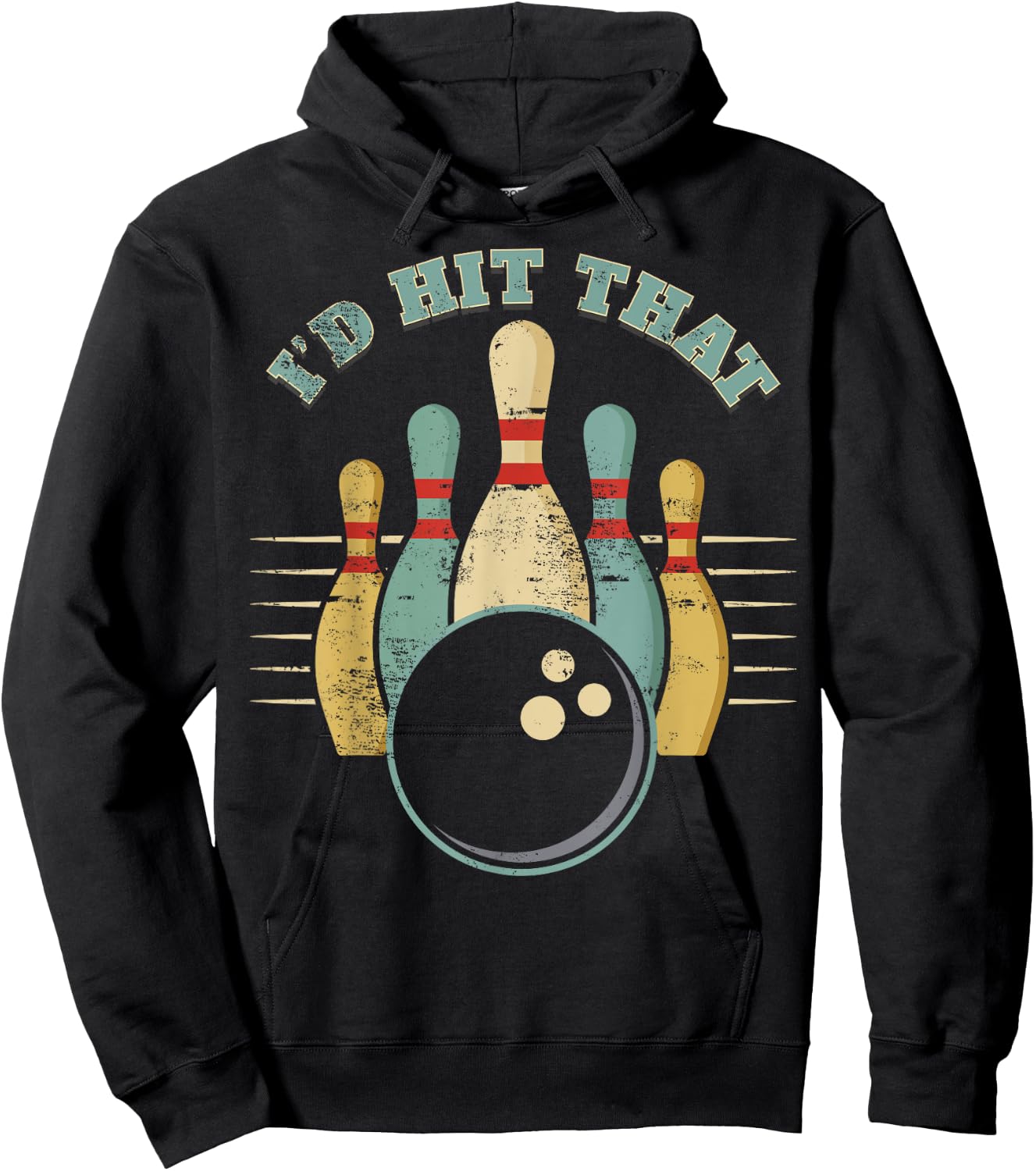 Funny Bowling Vintage I'd Hit That Funny Hoodie - Hoodie | Black