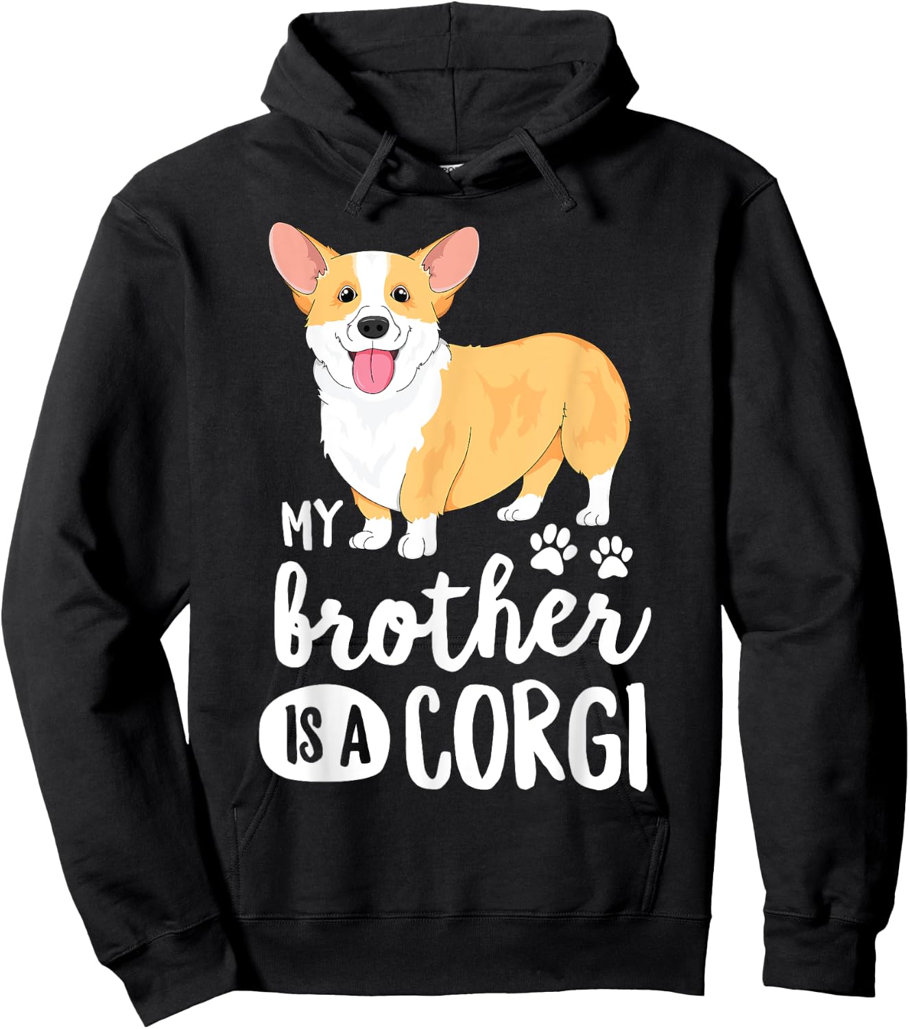 My Brother Is A Corgi for Kids Boys Puppy Dog Gift Hoodie - Hoodie | Black