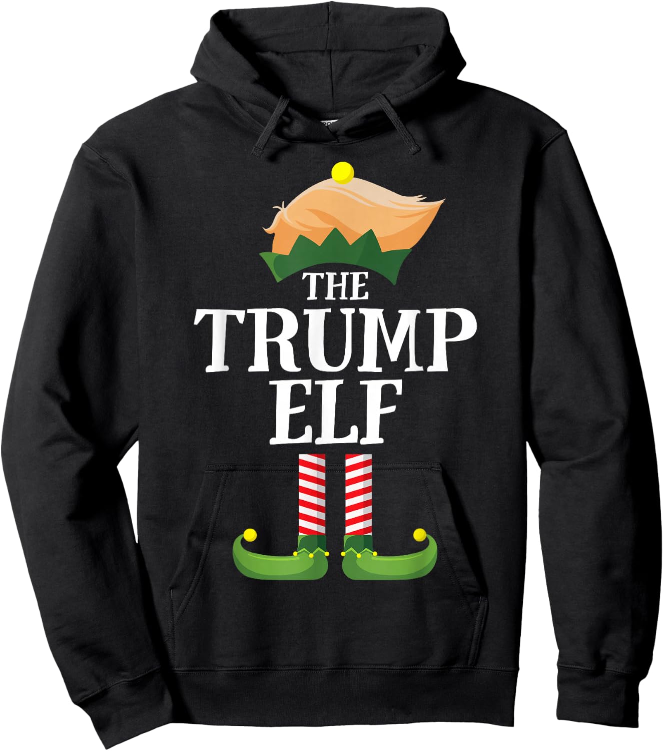 Trump Elf Matching Family Group Christmas Party Pyjamas Hoodie - Hoodie | Black