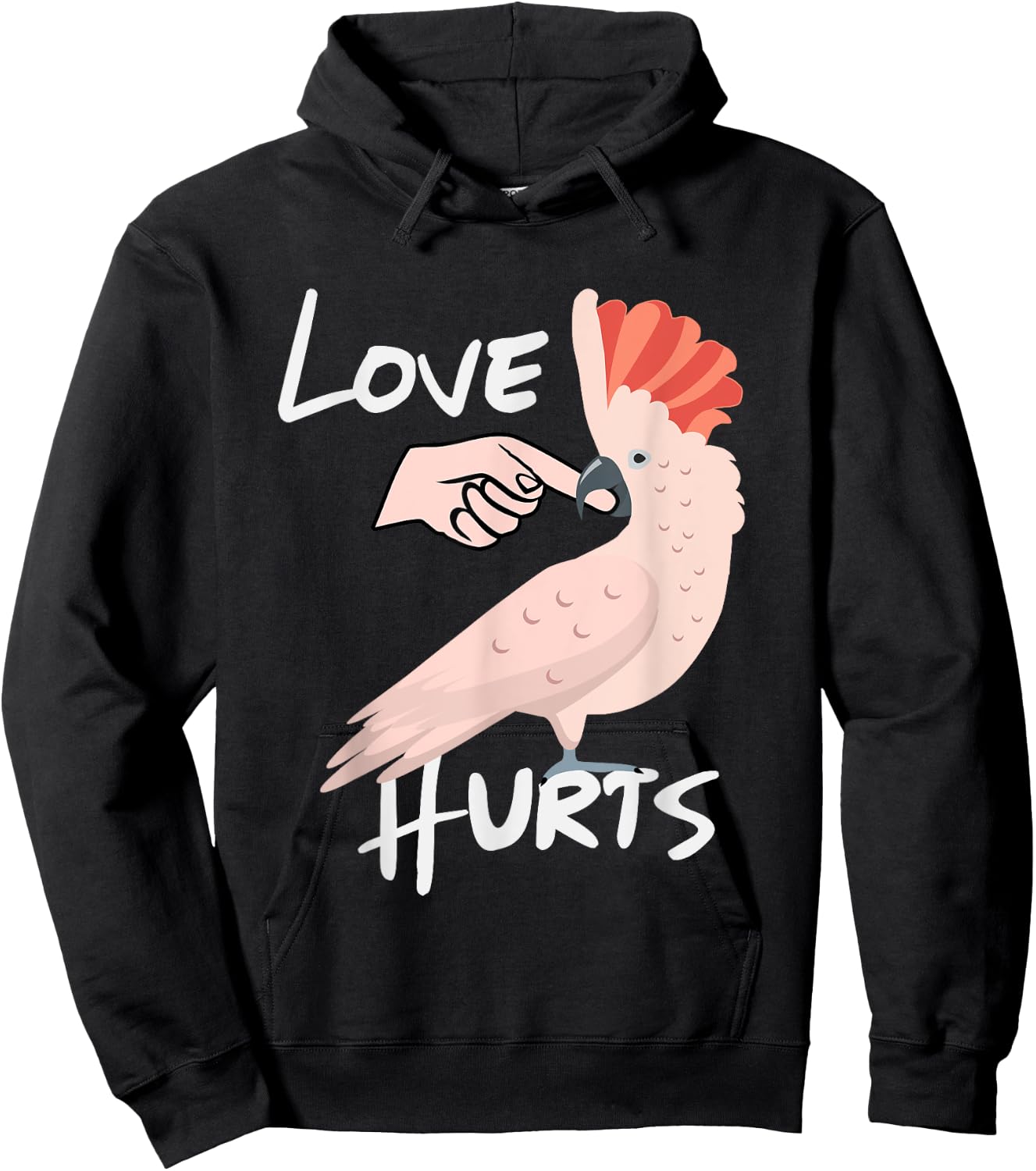 Love Hurts Moluccan Cockatoo Parrot Biting Finger Hoodie - Hoodie | Black