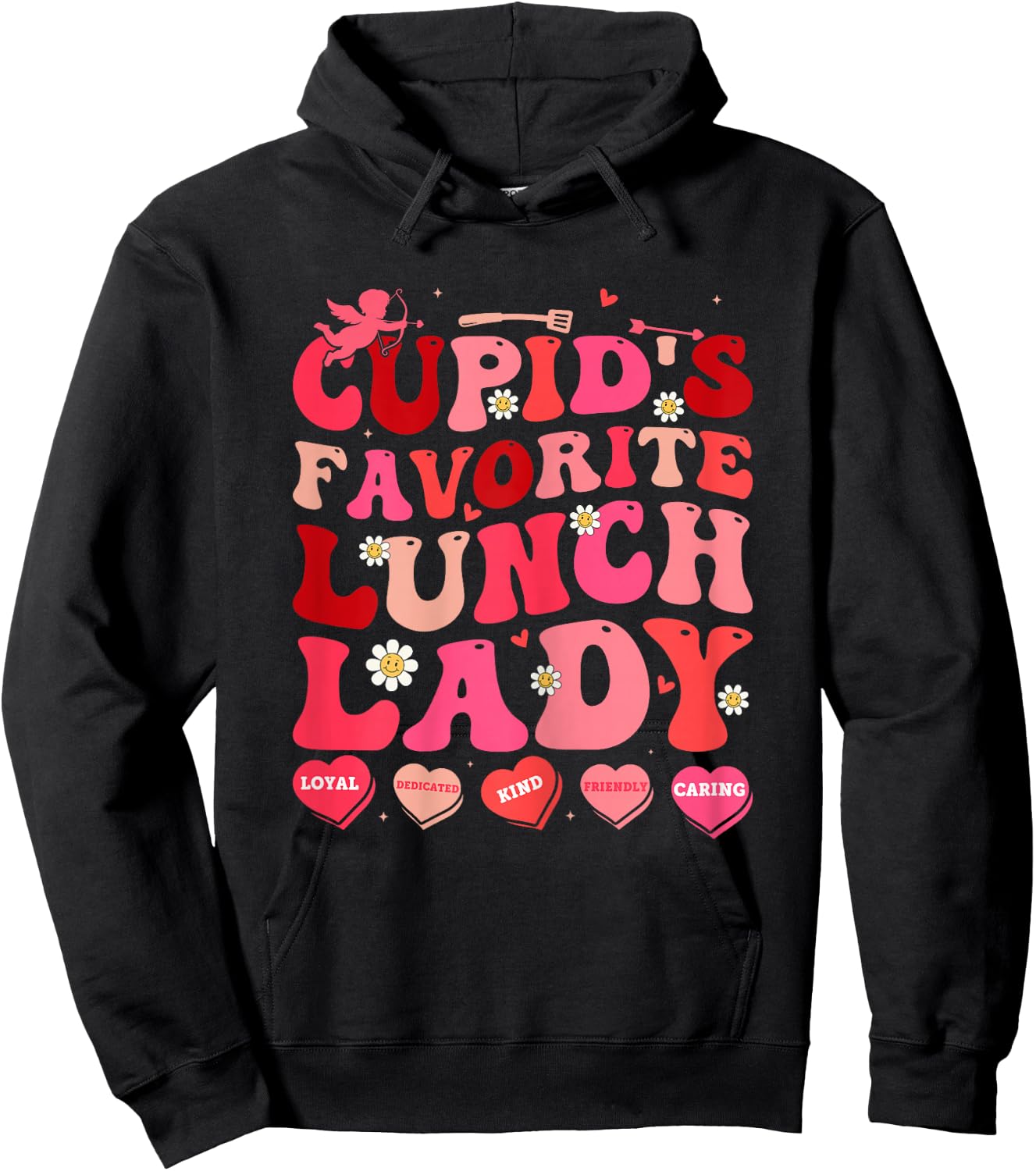 Cupid's Favorite Lunch Lady Cafeteria Worker Valentine's Day Hoodie - Hoodie | Black