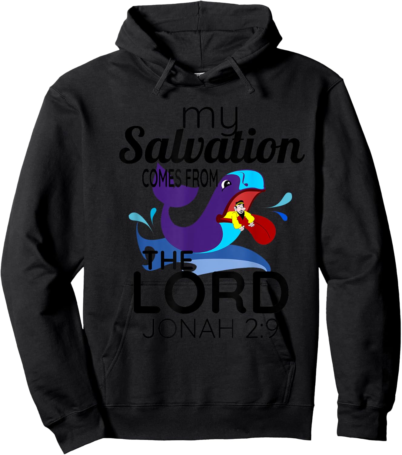 Christian Faith Bible Scripture Verse Jonah Whale T Shirt Hoodie - Hoodie | Black