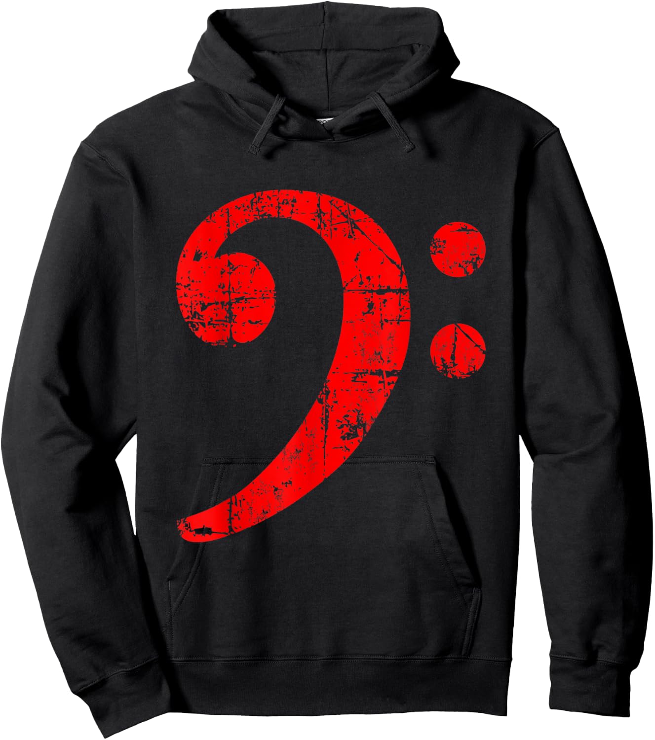 Bass Clef (Vintage Red) Bass Players Hoodie - Hoodie | Black