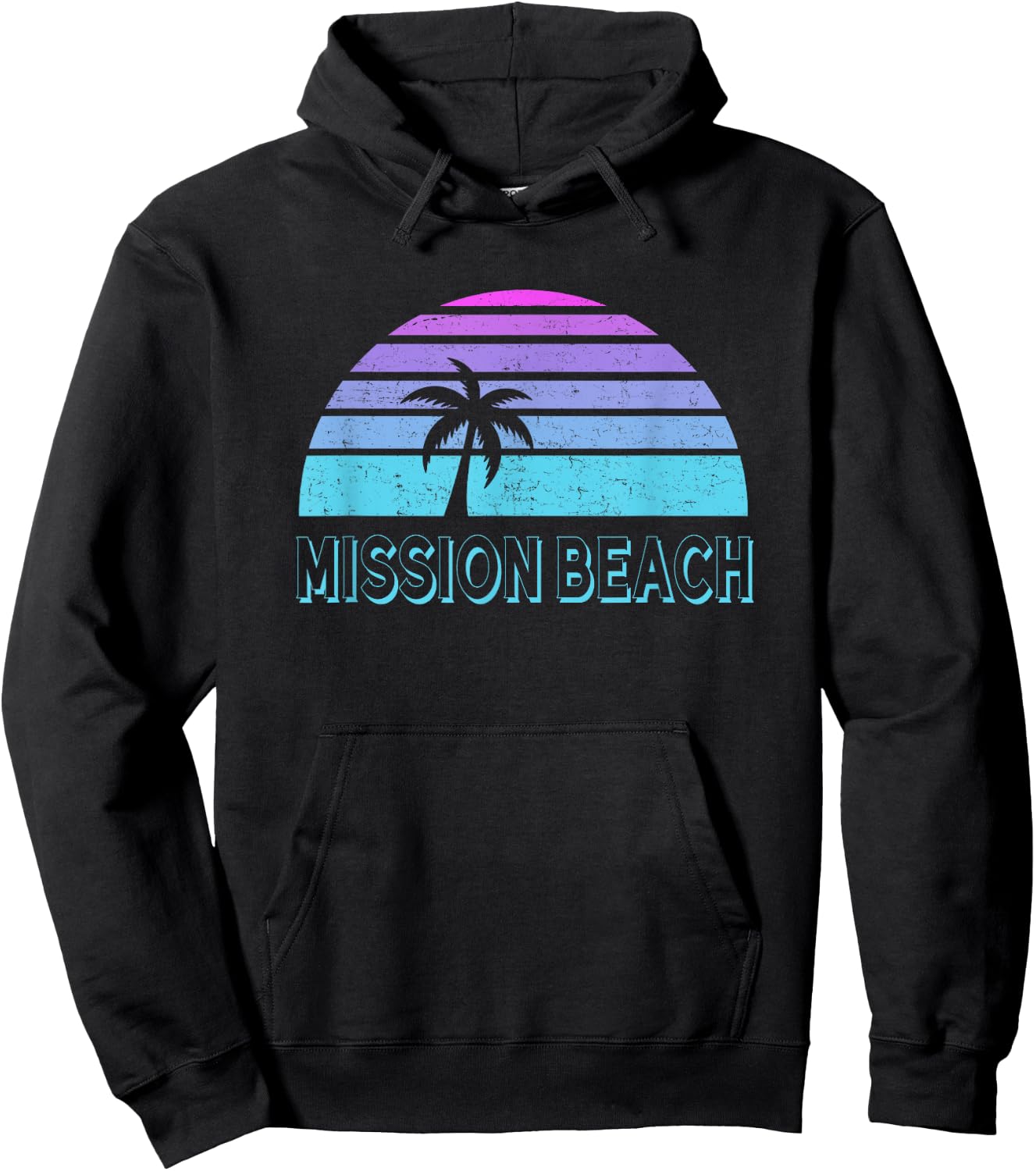 Mission Beach San Diego Vintage Retro 70s Throwback Men Women Kids Hoodie - Hoodie | Black