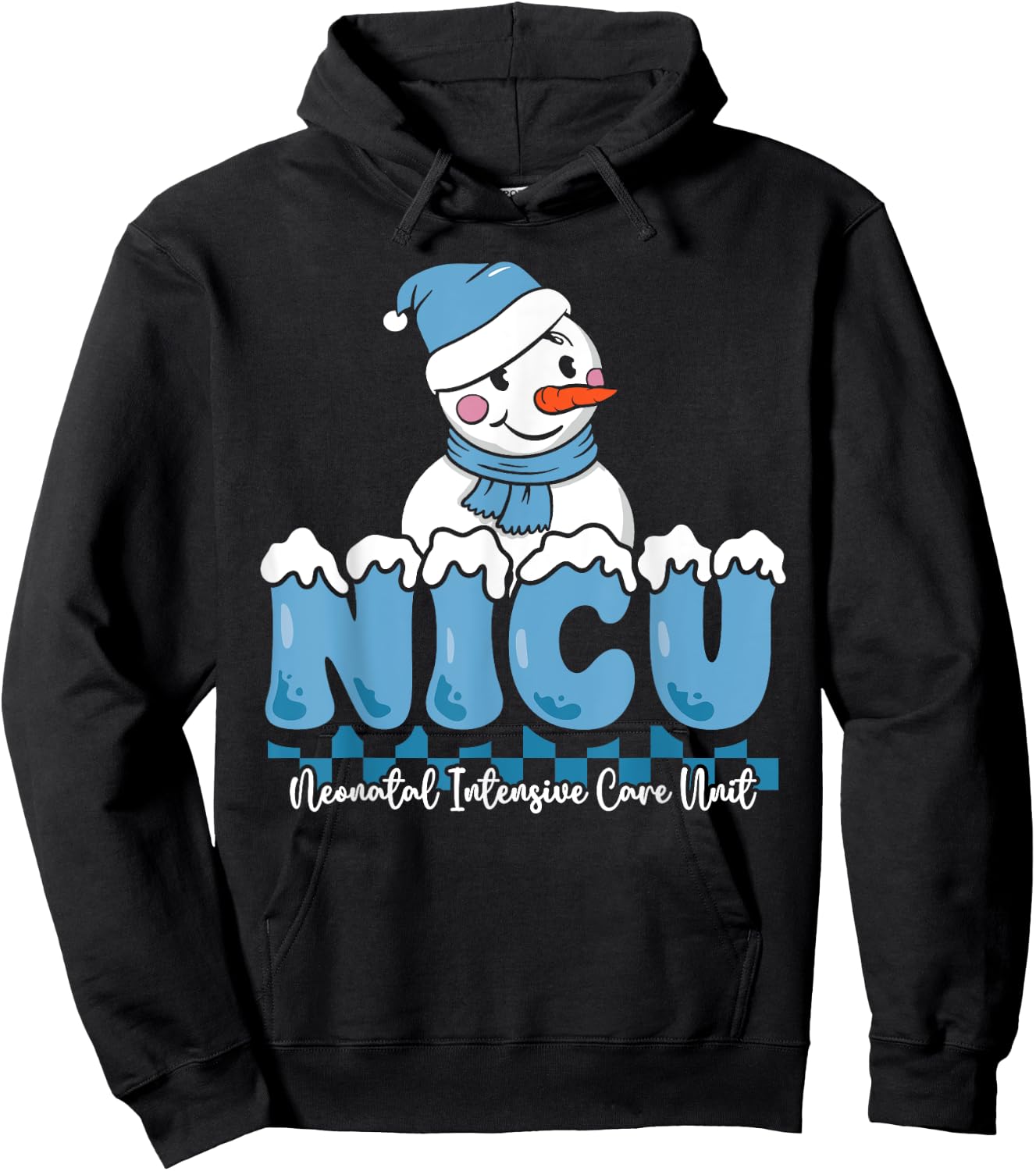 Christmas NICU Snowman Neonatal ICU Nurse Squad Nursing Gift Hoodie - Hoodie | Black