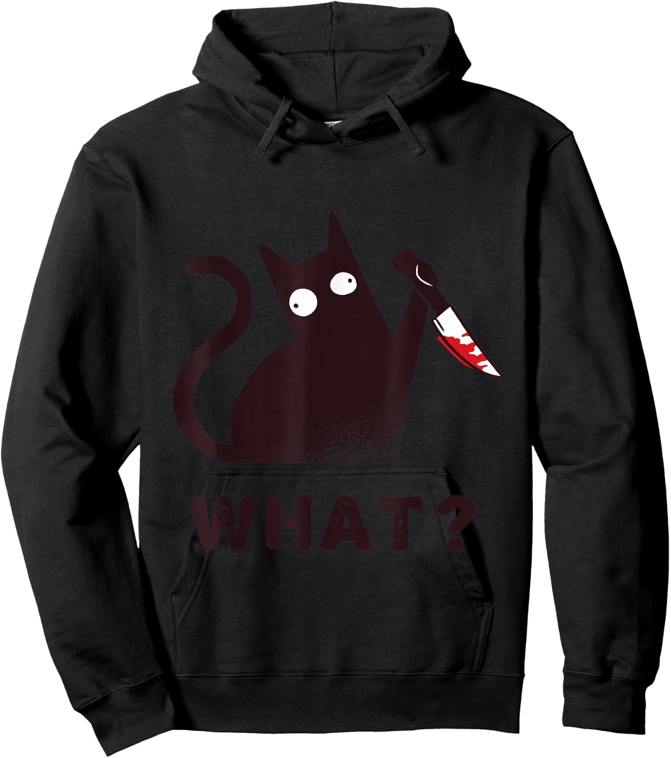 Funny Halloween Costume Clothes Knife Murder Black Cat What Men Women Hoodie - Hoodie | Black