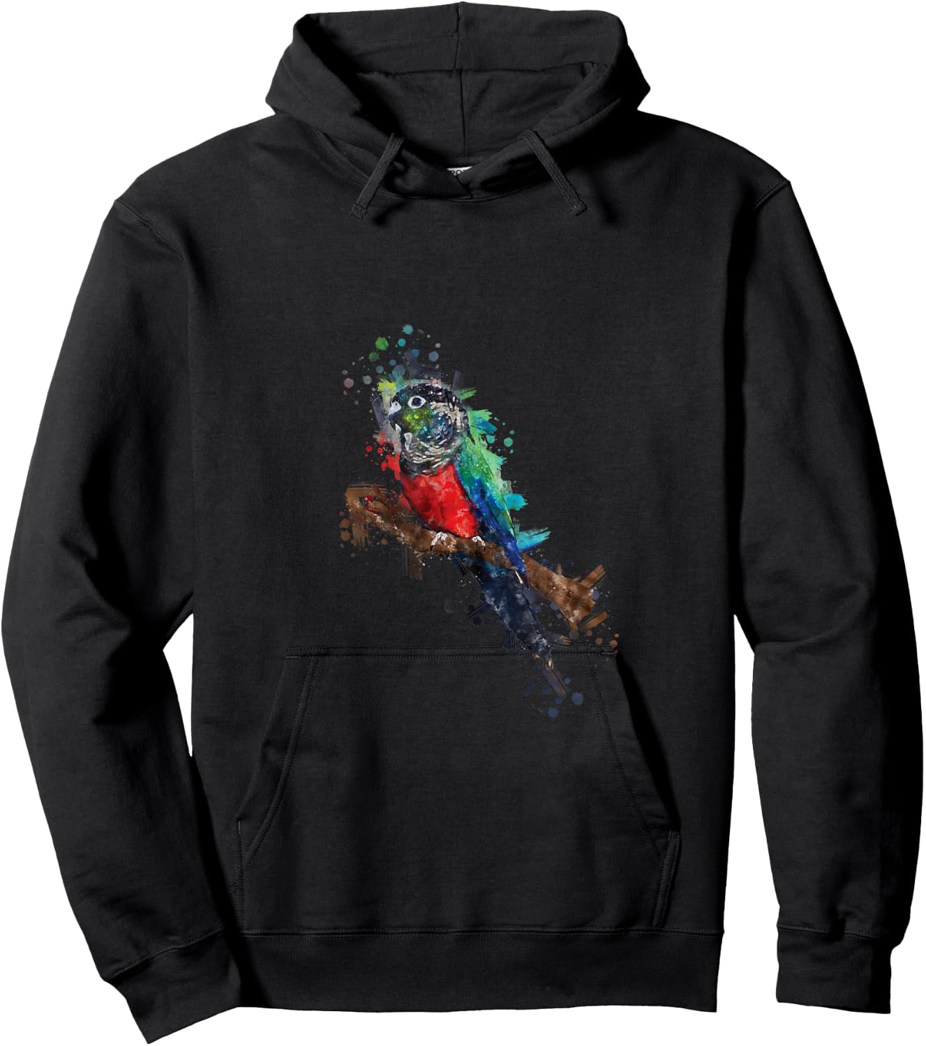 Watercolor Crimson Bellied Conure Hoodie - Hoodie | Black