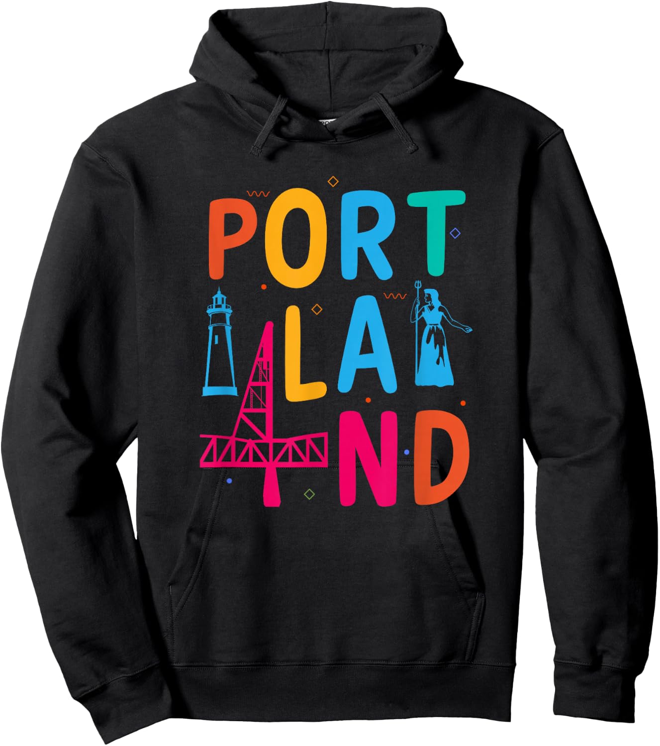 Portland Souvenir Kids Men Women Skyline Oregon Portland Hoodie - Hoodie | Black