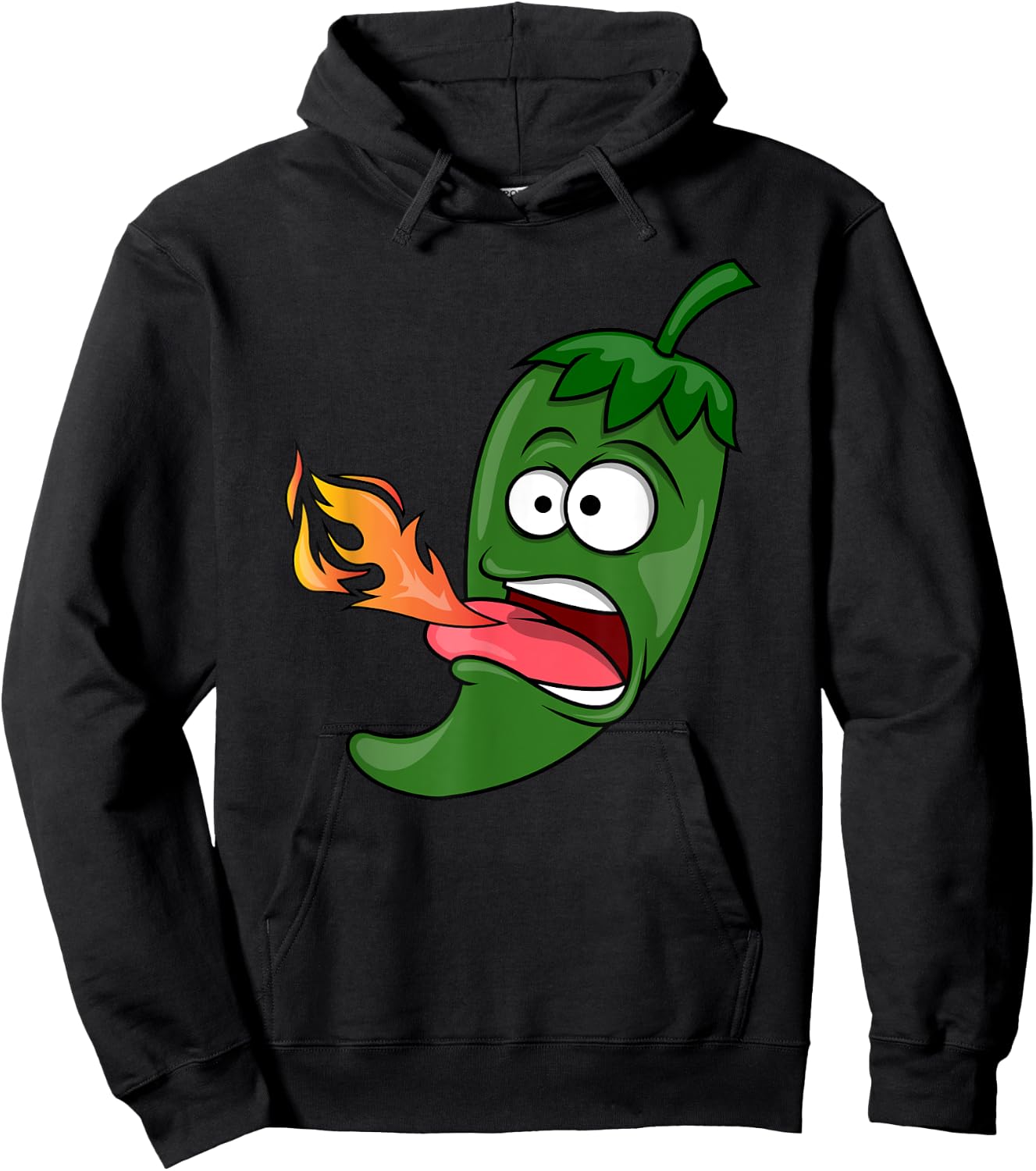 Chili Pepper Breathing Fire | Red Hot Funny Cartoon Hoodie - Hoodie | Black