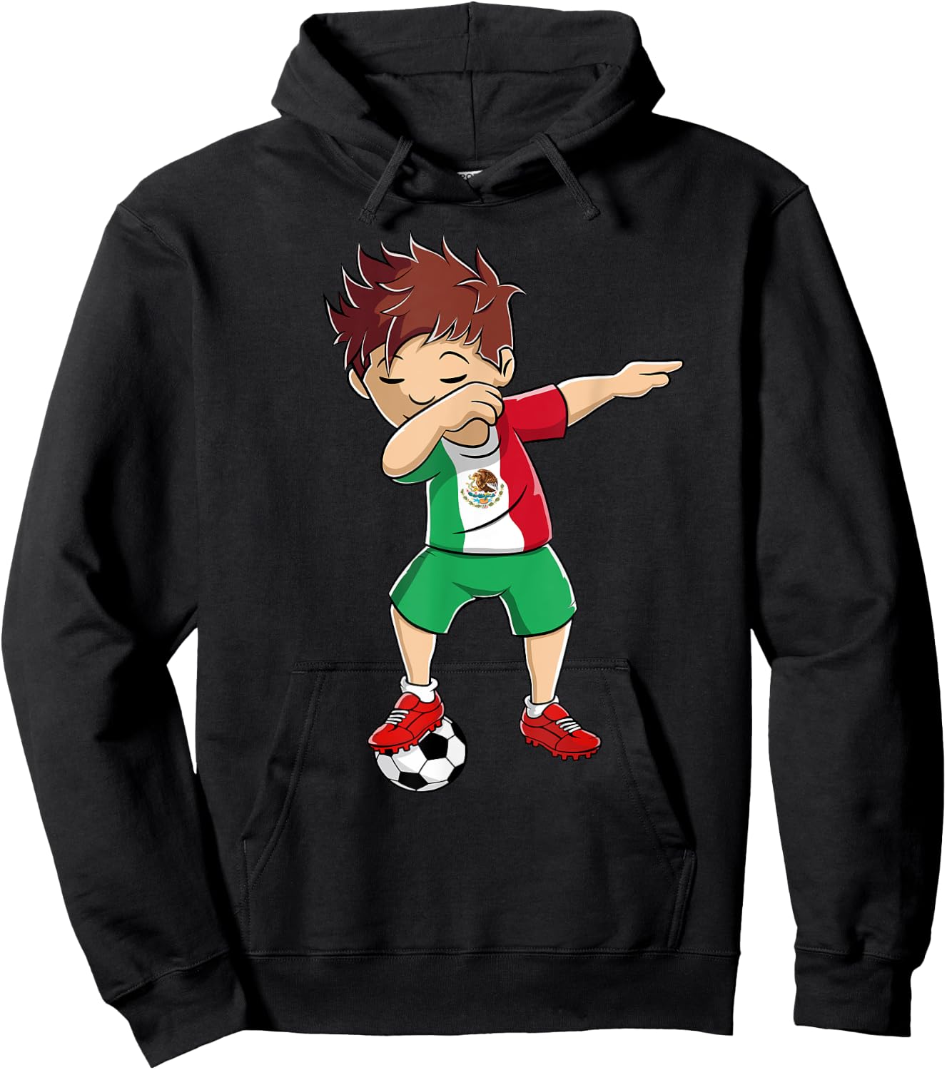 Dabbing Soccer Boy Mexico Shirt | Mexican Soccer Flag Jersey Hoodie - Hoodie | Black