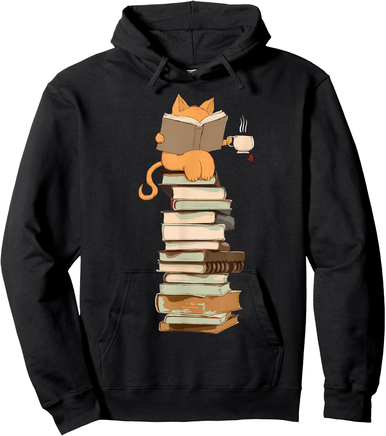 Kawaii Cat Librarian Print Cat Lover Gifts Graphic Hoodie - Hoodie | Black
