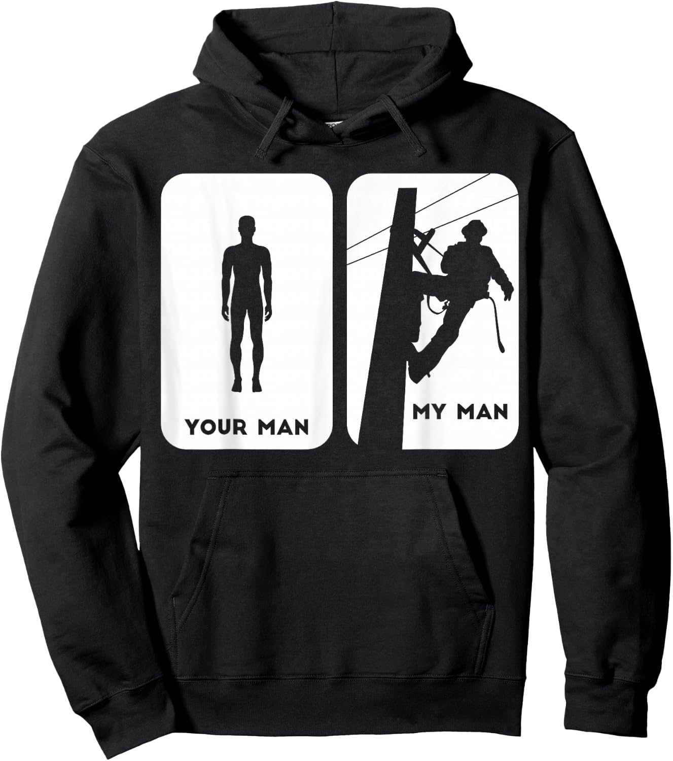 Your Man My Man Lineman Shirt | Electric Cable Shirt Gift Hoodie - Hoodie | Black
