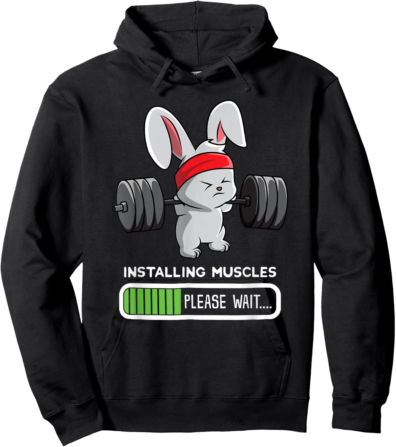 Bunny Gym , Rabbit Weights Installing Muscles Shirt Hoodie - Hoodie | Black