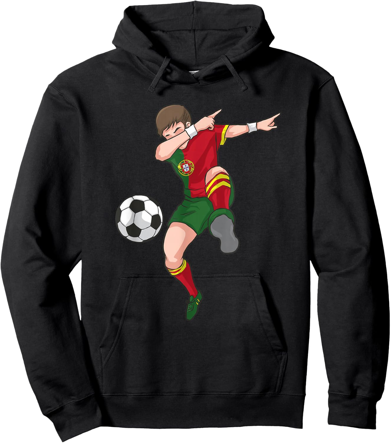 Dabbing Soccer Boy Portugal Football Shirt Portuguese Gift Hoodie - Hoodie | Black