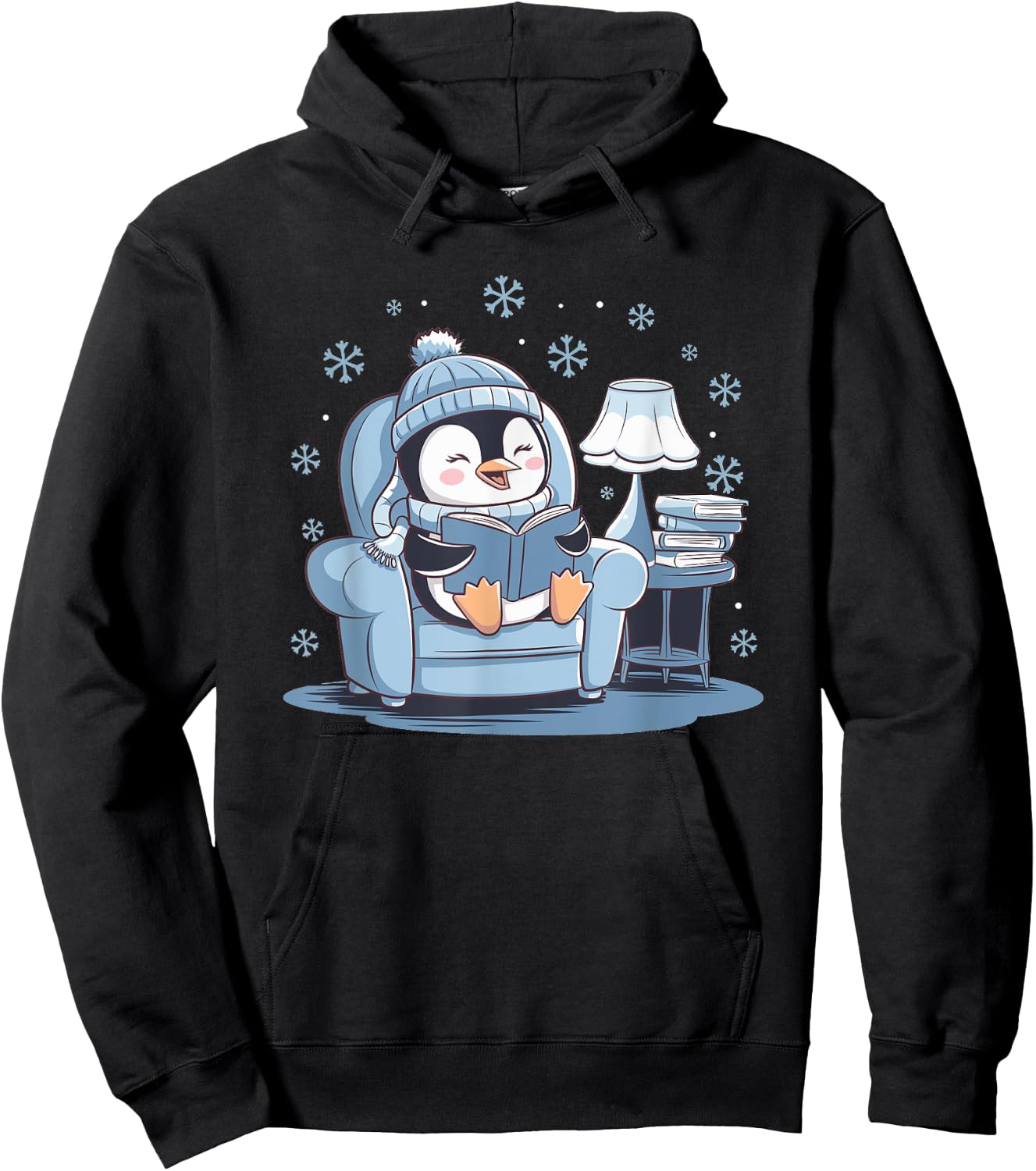 Penguin Reading Arctic Wildlife Animal Winter Snow Lover Hoodie - Hoodie | Black