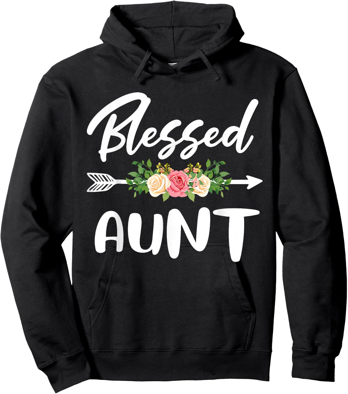Blessed to be called Aunt Floral Arrow Design Mothers Day Hoodie - Hoodie | Black