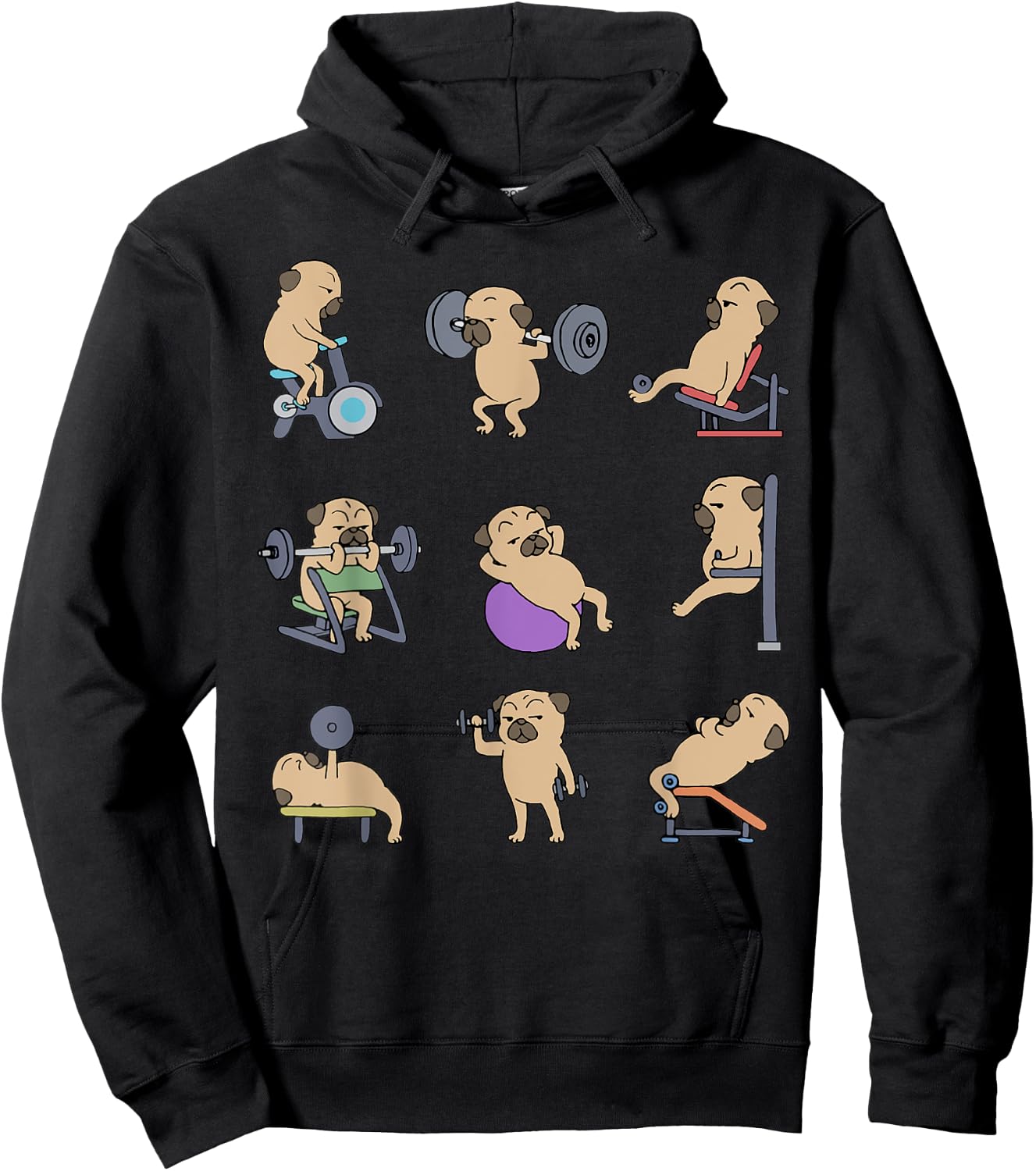 Pug Workout for a Dog Lover Hoodie - Hoodie | Black